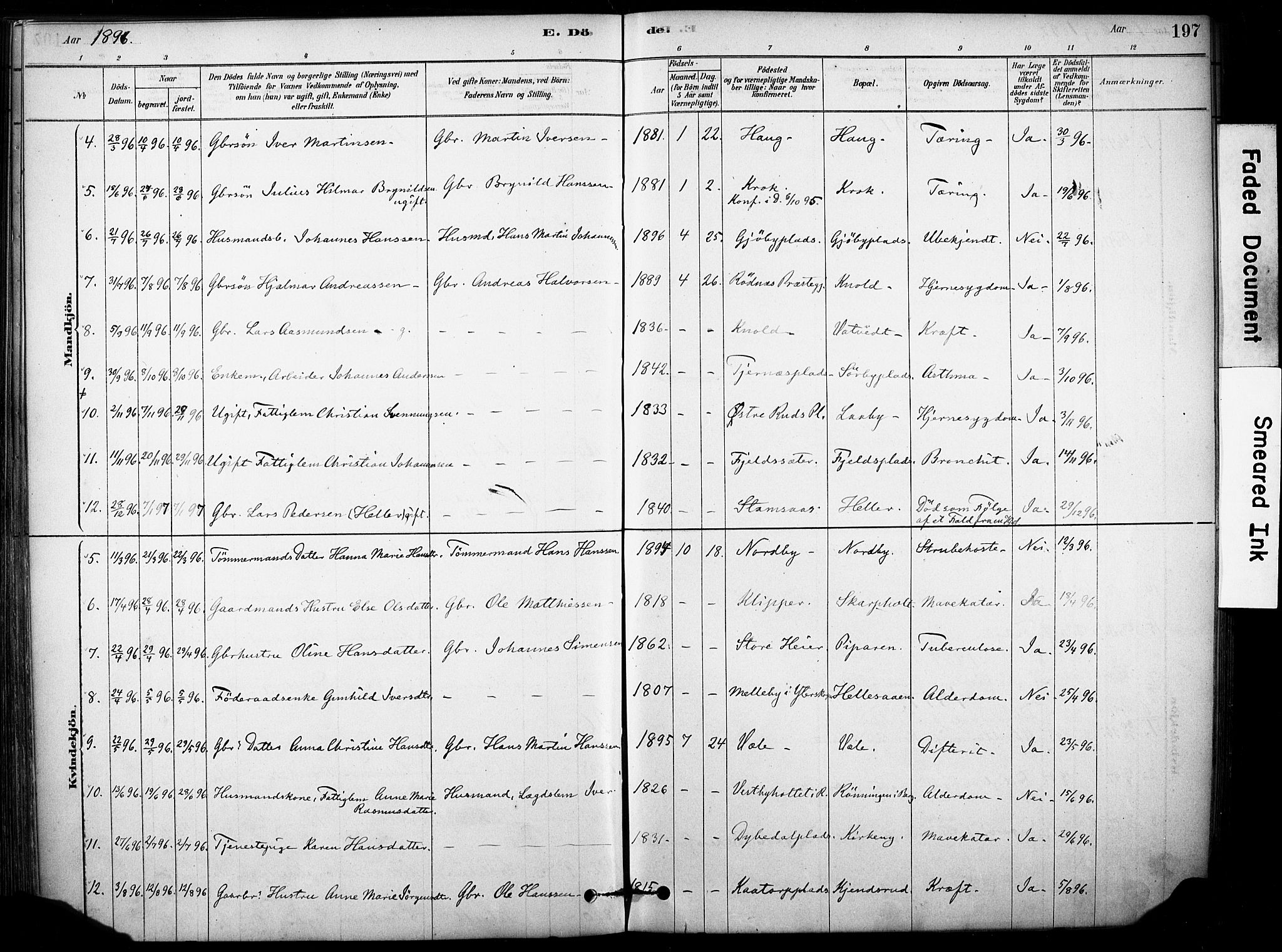 Rakkestad prestekontor Kirkebøker, AV/SAO-A-2008/F/Fb/L0001: Parish register (official) no. II 1, 1878-1899, p. 197