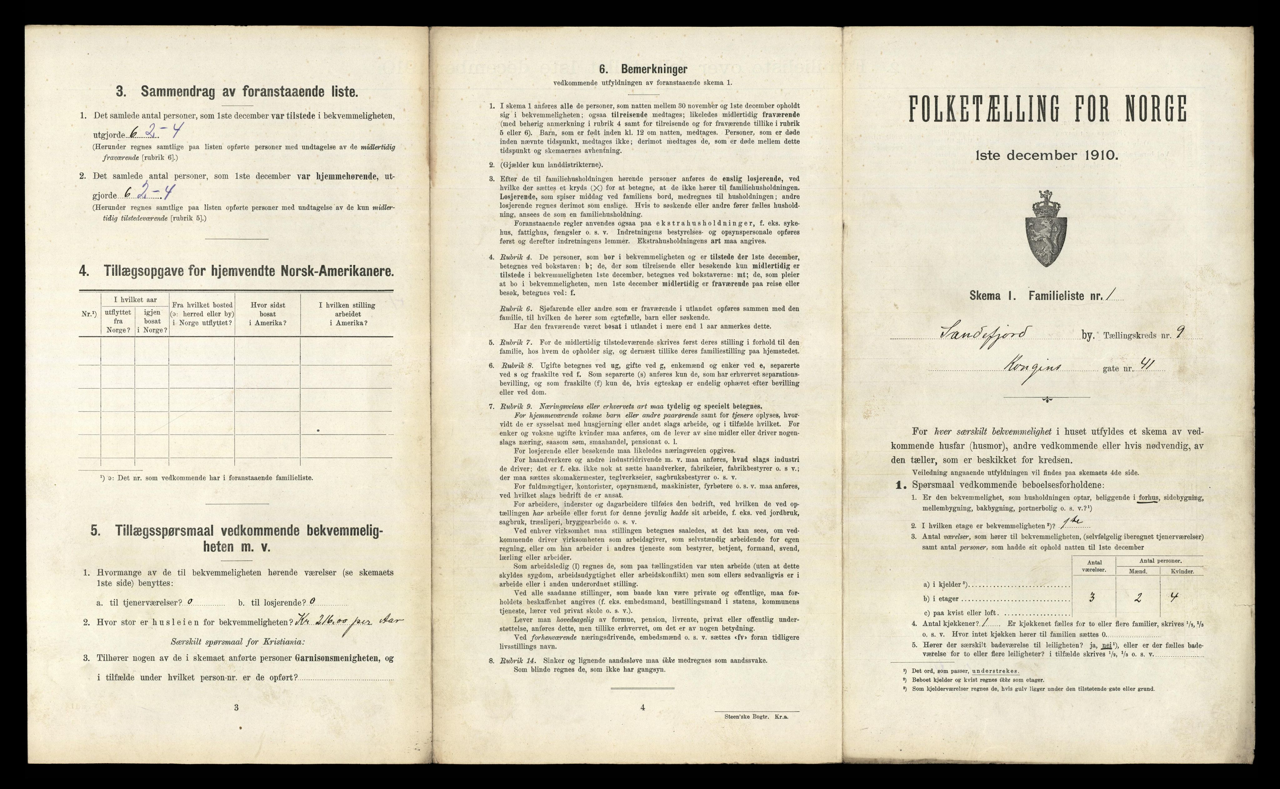 RA, 1910 census for Sandefjord, 1910, p. 2706