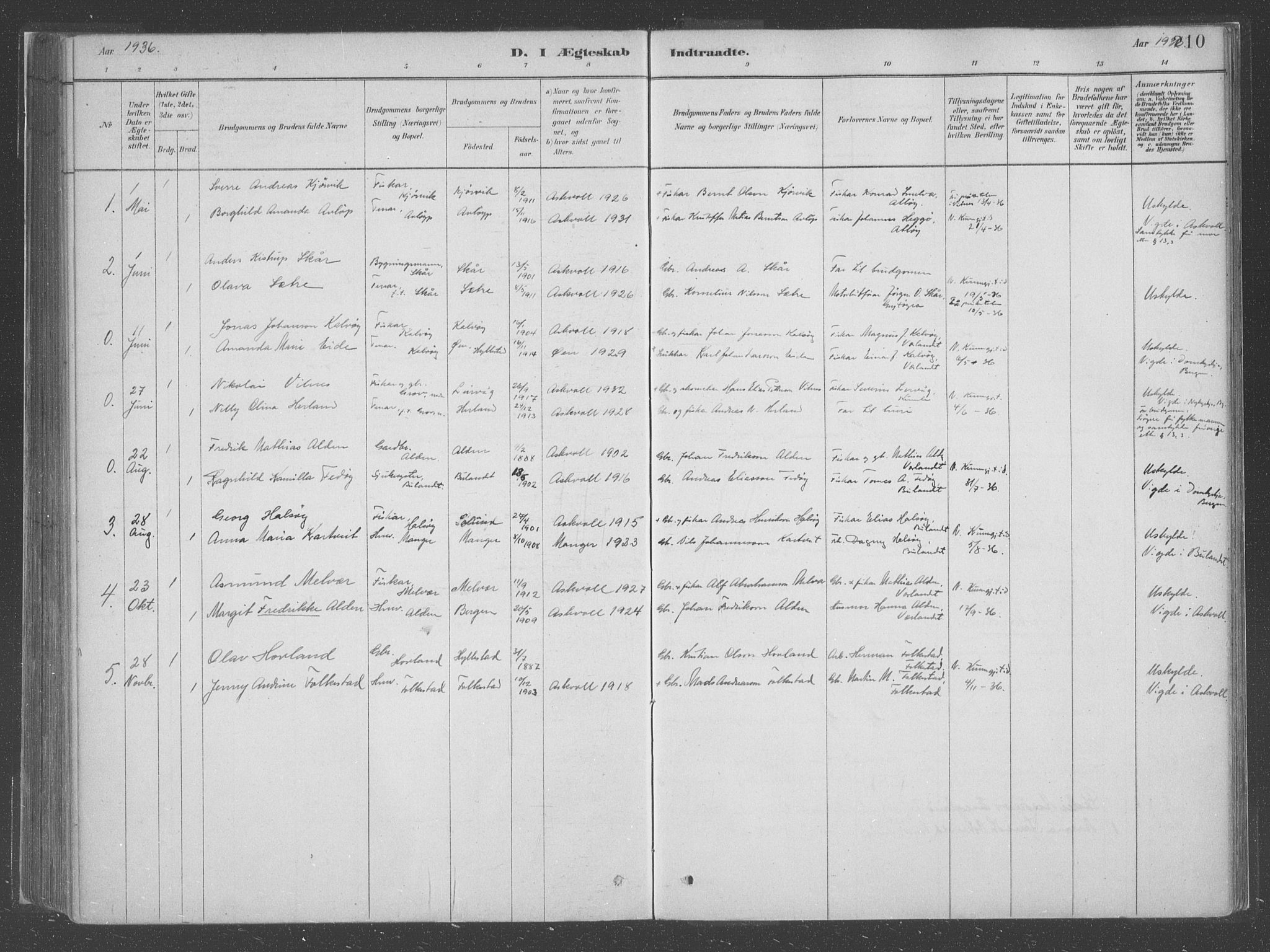 Askvoll sokneprestembete, SAB/A-79501/H/Haa/Haac/L0001: Parish register (official) no. C  1, 1879-1922, p. 210