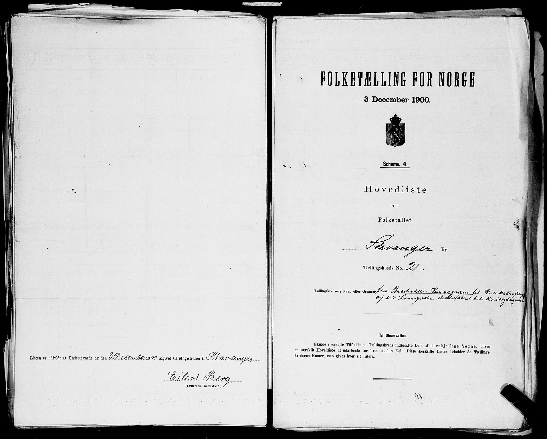 SAST, 1900 census for Stavanger, 1900, p. 166