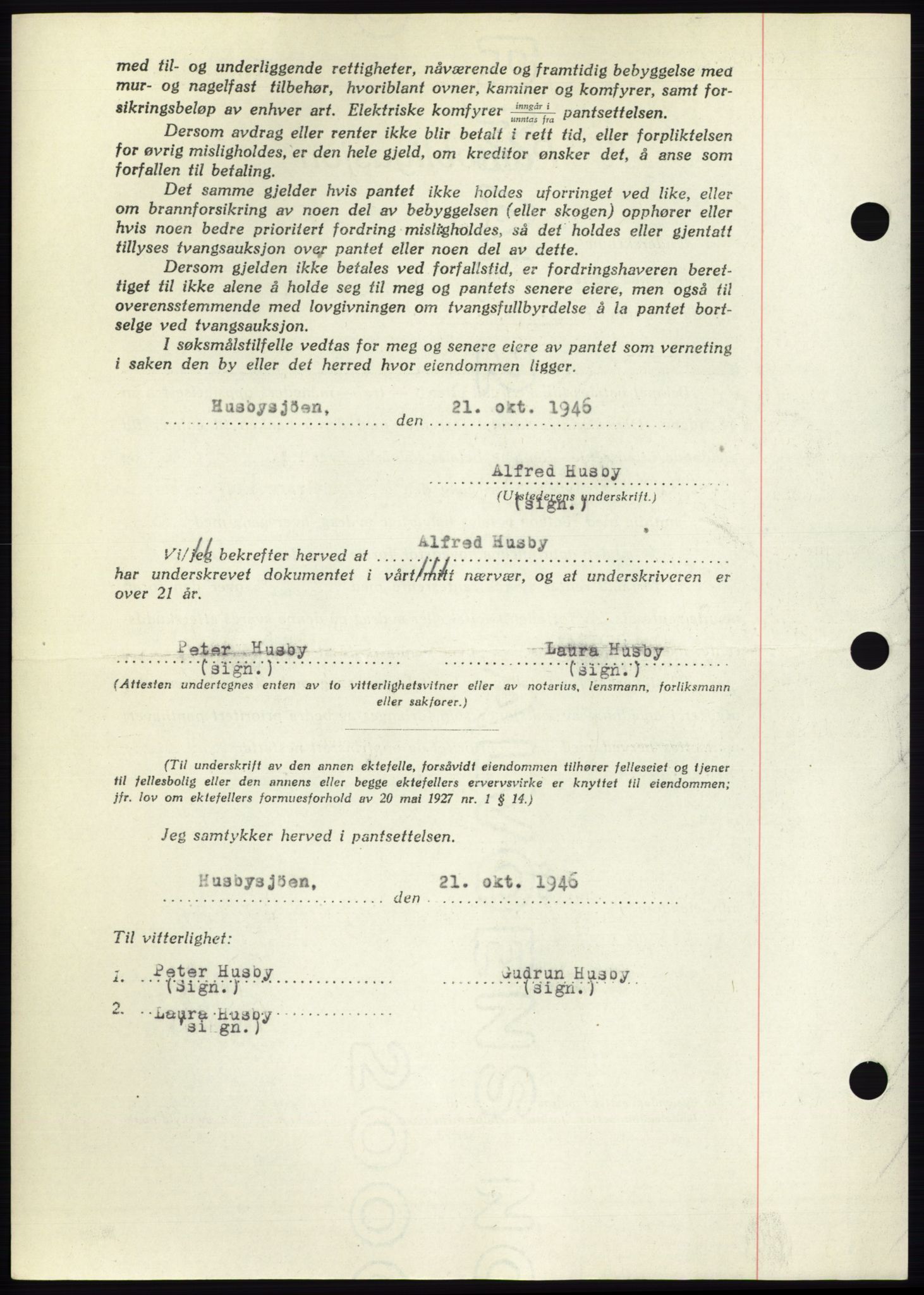 Fosen sorenskriveri, AV/SAT-A-1107/1/2/2C: Mortgage book no. B, 1946-1948, Diary no: : 1477/1946