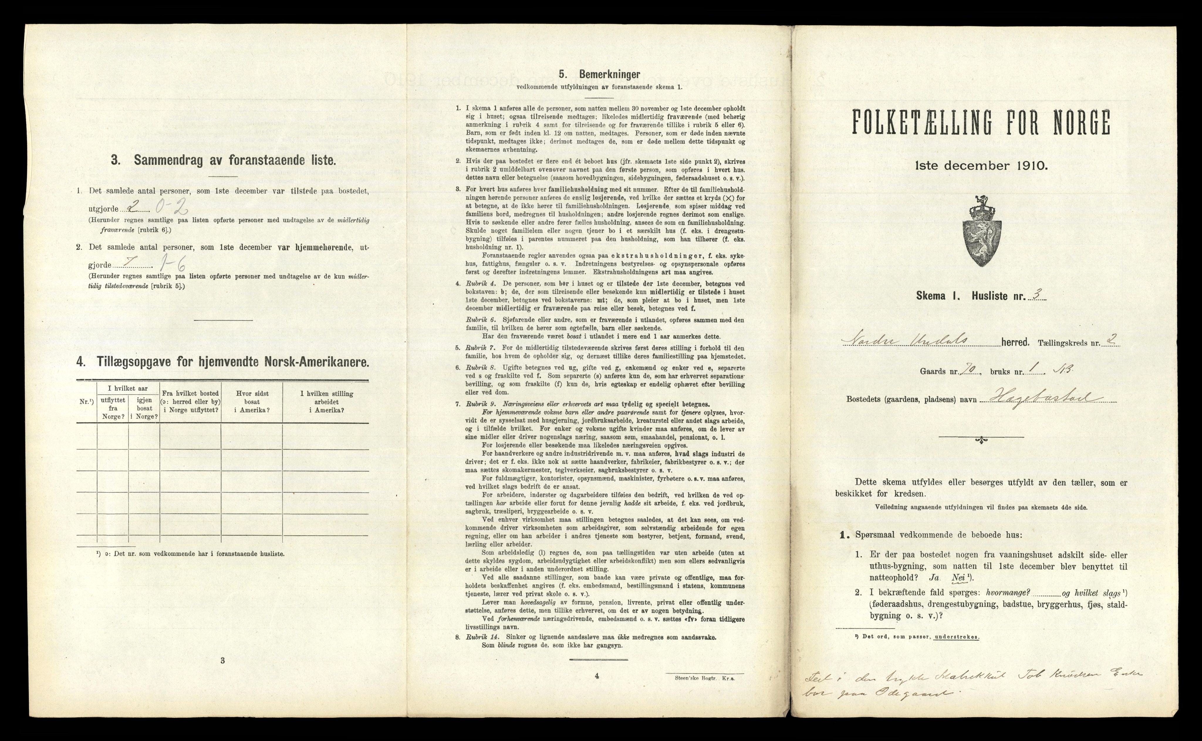 RA, 1910 census for Nord-Audnedal, 1910, p. 116