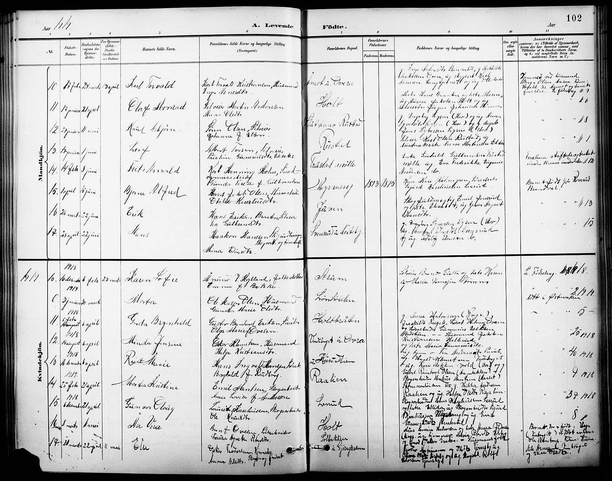 Vinger prestekontor, AV/SAH-PREST-024/H/Ha/Hab/L0003: Parish register (copy) no. 3, 1895-1920, p. 102