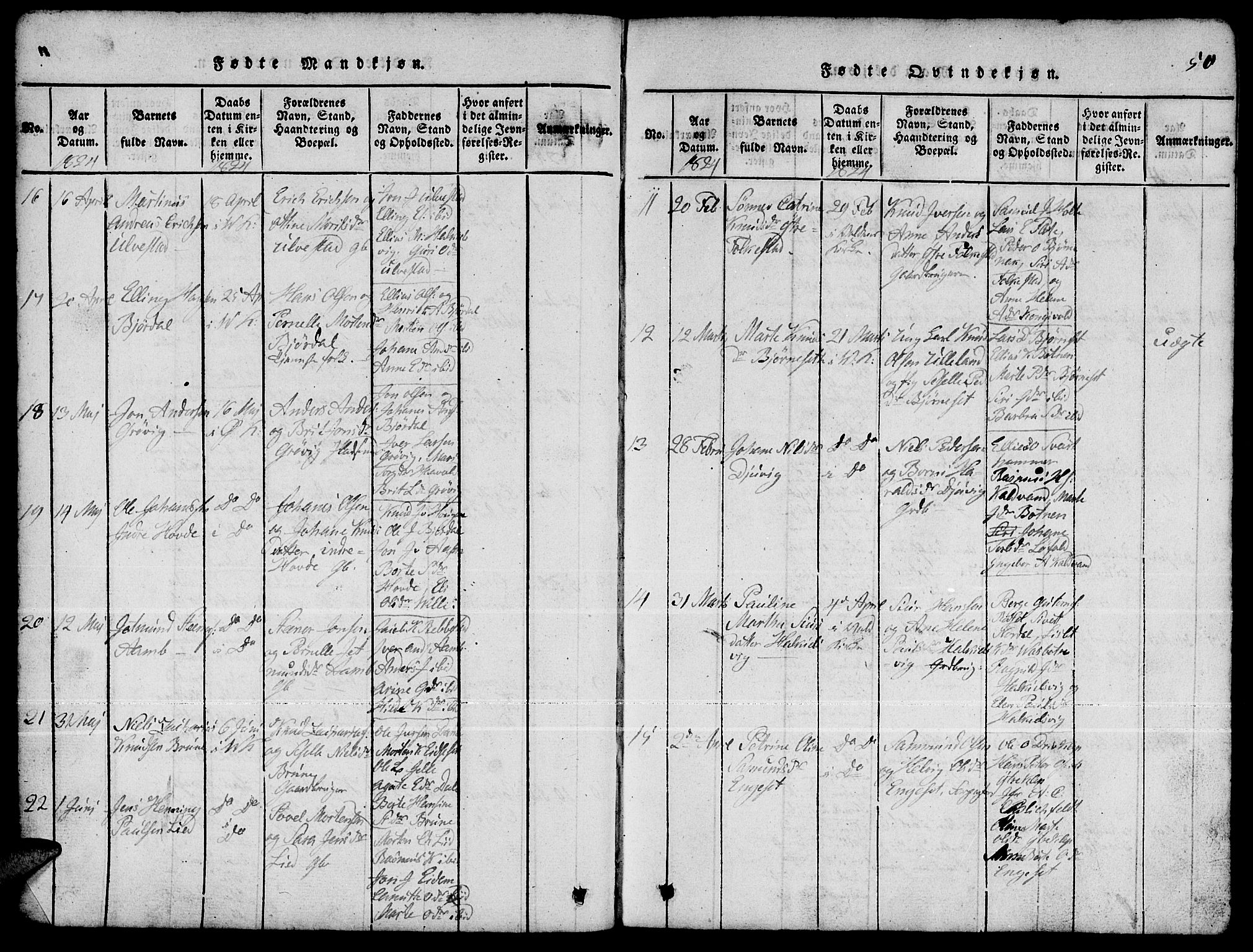 Ministerialprotokoller, klokkerbøker og fødselsregistre - Møre og Romsdal, AV/SAT-A-1454/511/L0155: Parish register (copy) no. 511C01, 1817-1829, p. 50