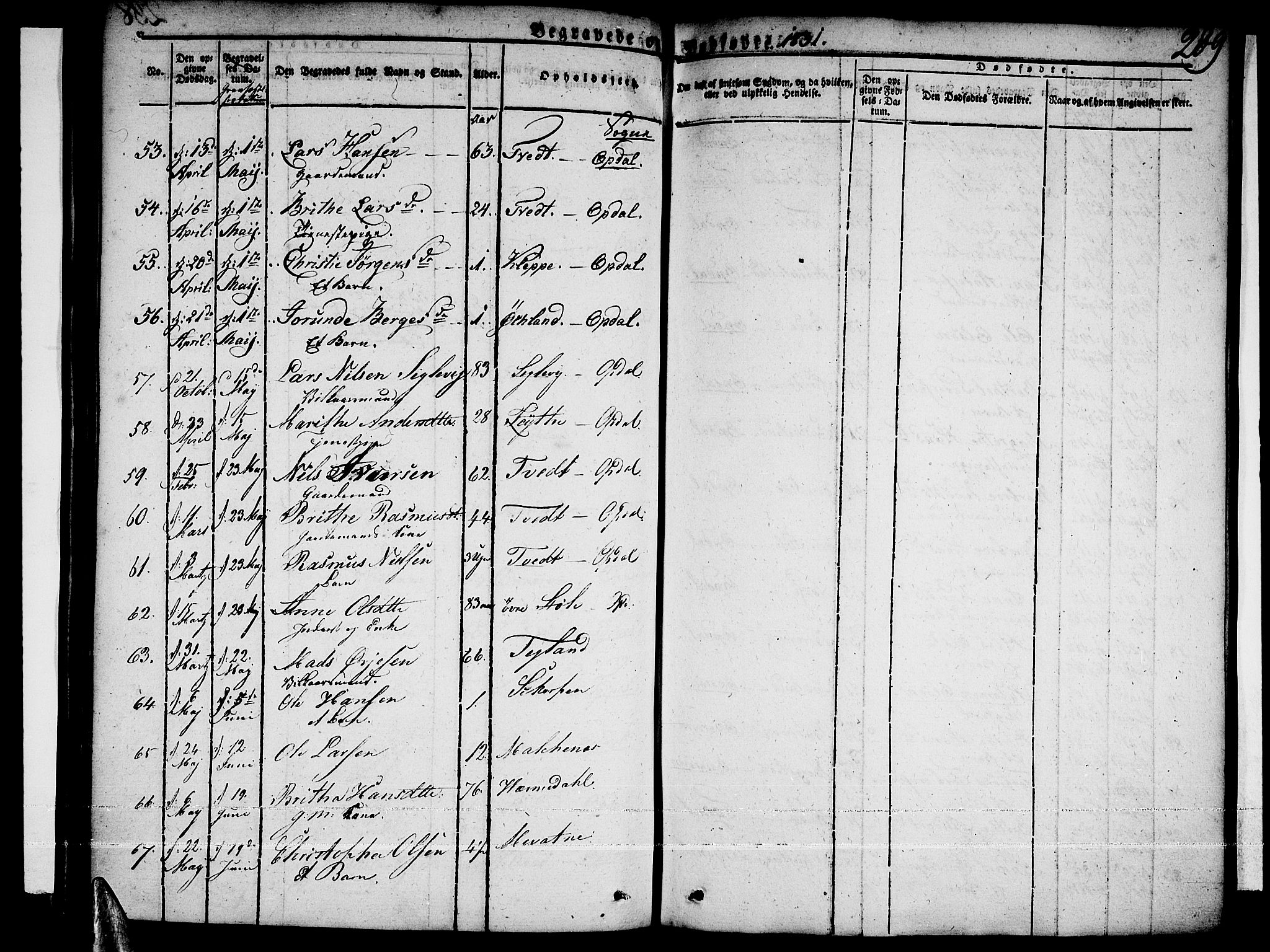 Tysnes sokneprestembete, AV/SAB-A-78601/H/Haa: Parish register (official) no. A 8, 1826-1837, p. 289