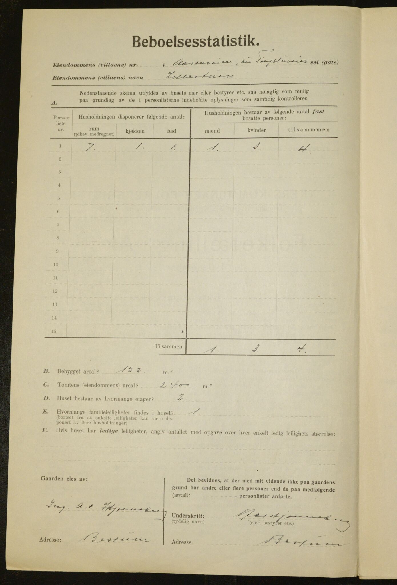 , Municipal Census 1923 for Aker, 1923, p. 75