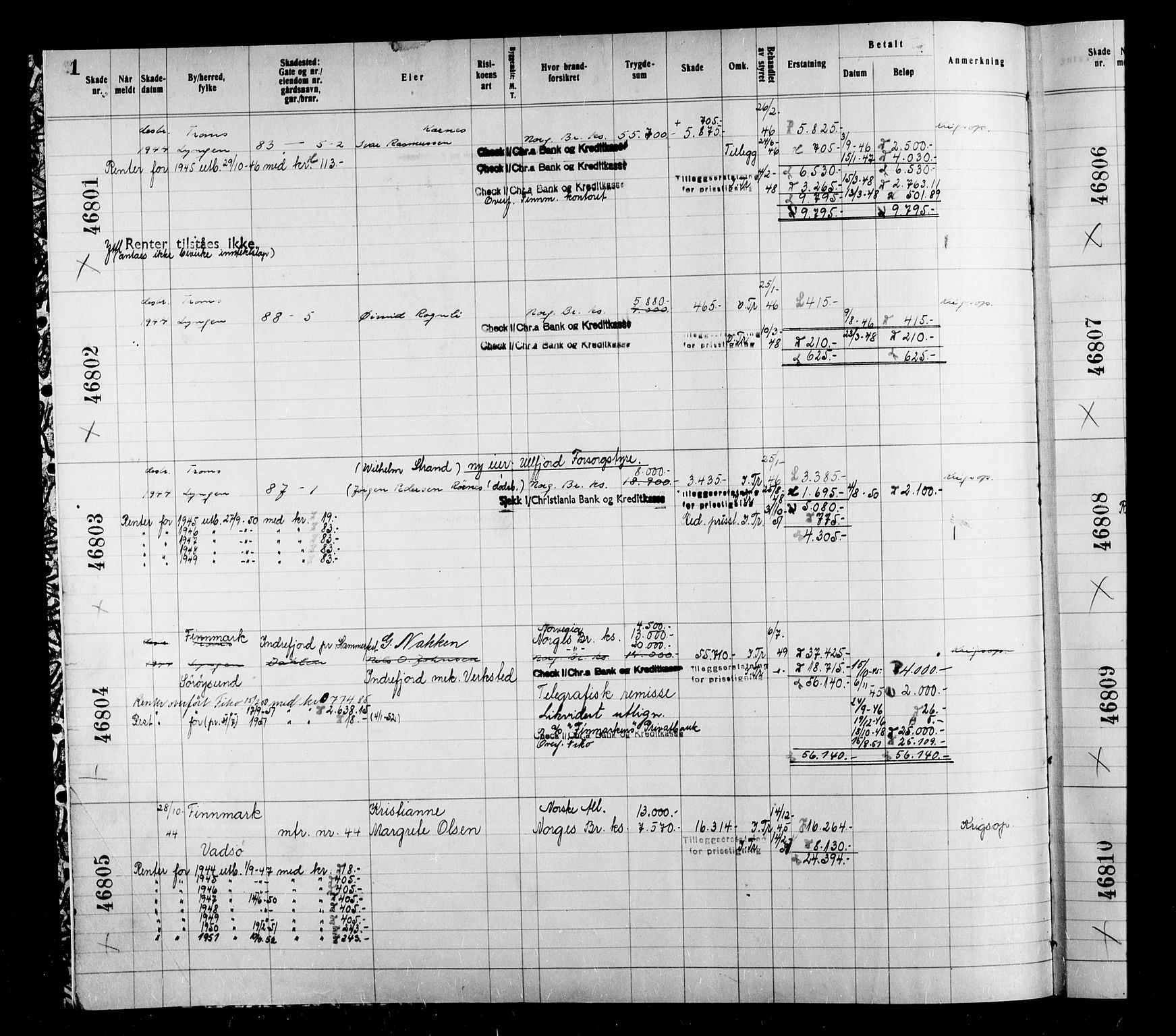 Krigsskadetrygdene for bygninger og løsøre, RA/S-1548/V/L0039: Bygning, branntrygdet., 1940-1945, p. 1