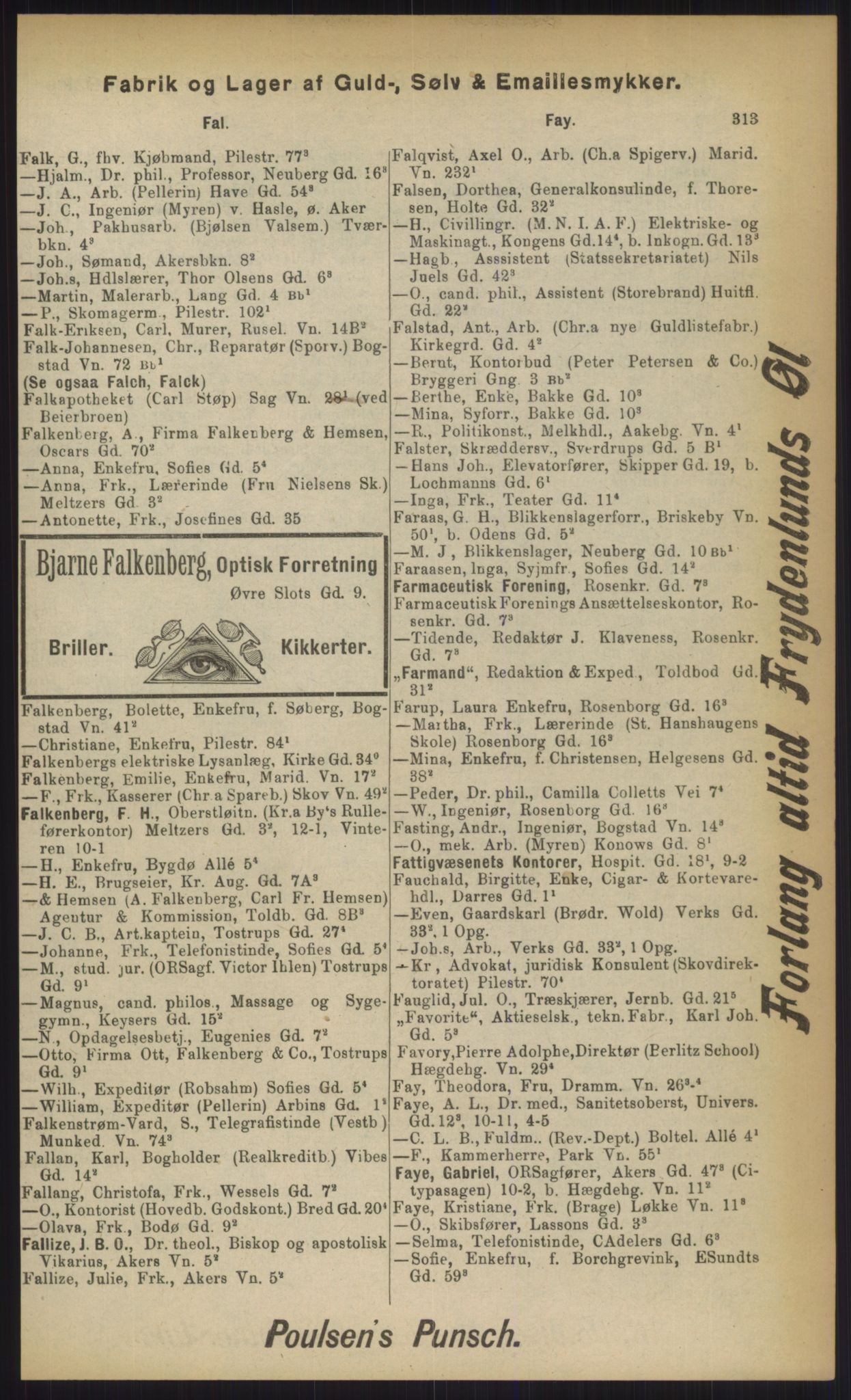 Kristiania/Oslo adressebok, PUBL/-, 1903, p. 313