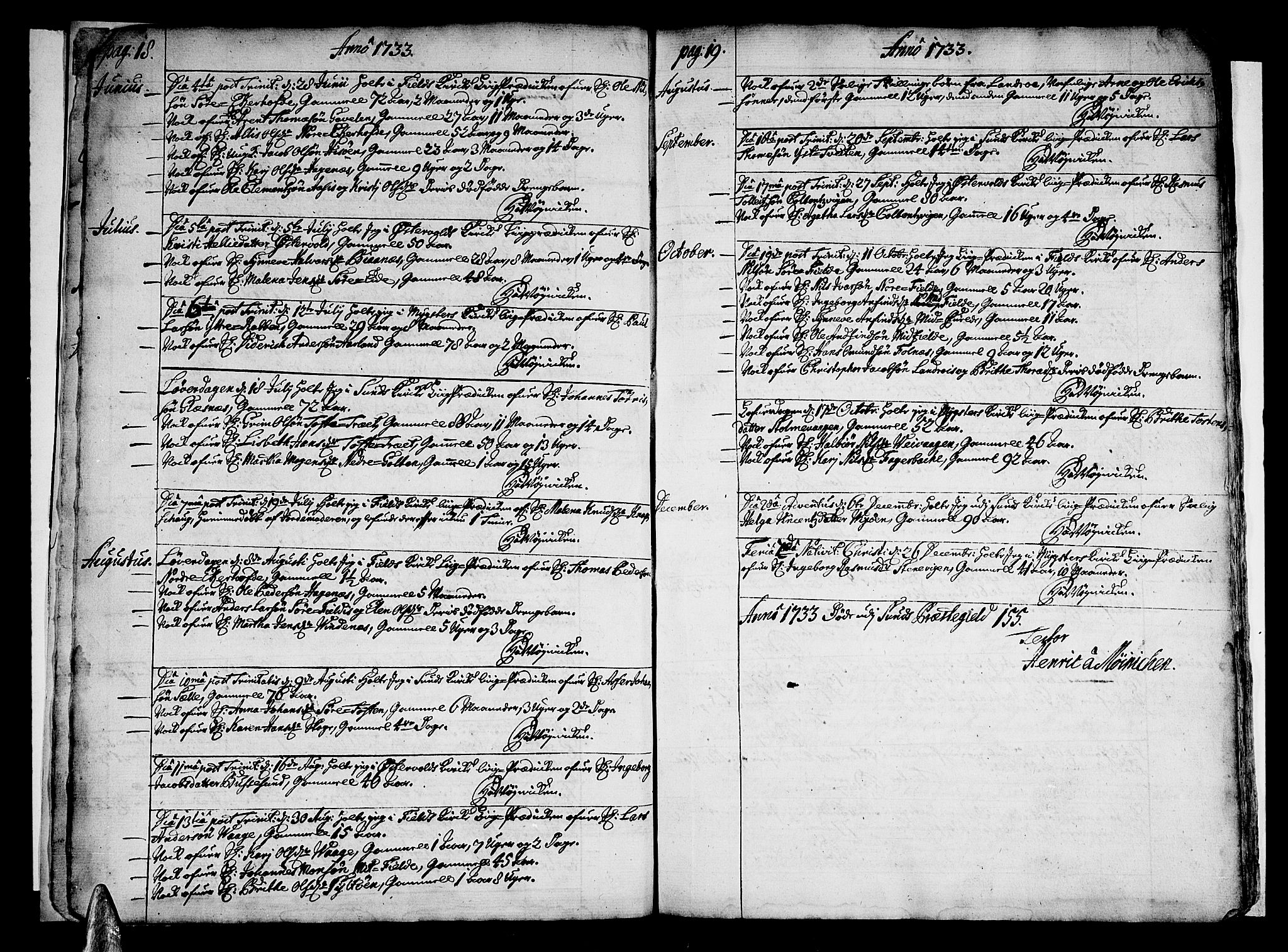 Sund sokneprestembete, AV/SAB-A-99930: Parish register (official) no. A 2, 1729-1769, p. 18-19
