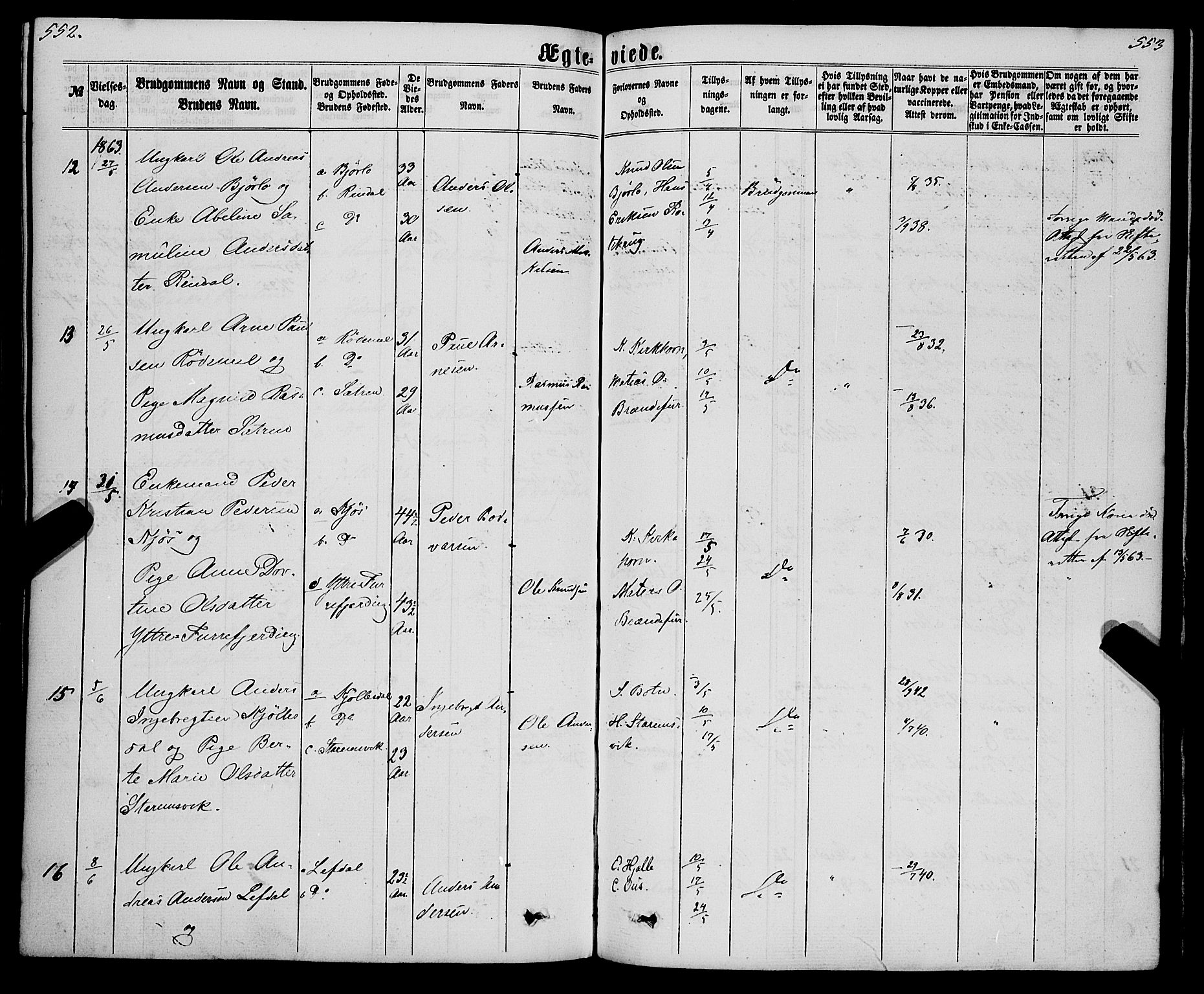 Eid sokneprestembete, AV/SAB-A-82301/H/Haa/Haaa/L0009: Parish register (official) no. A 9, 1861-1868, p. 552-553