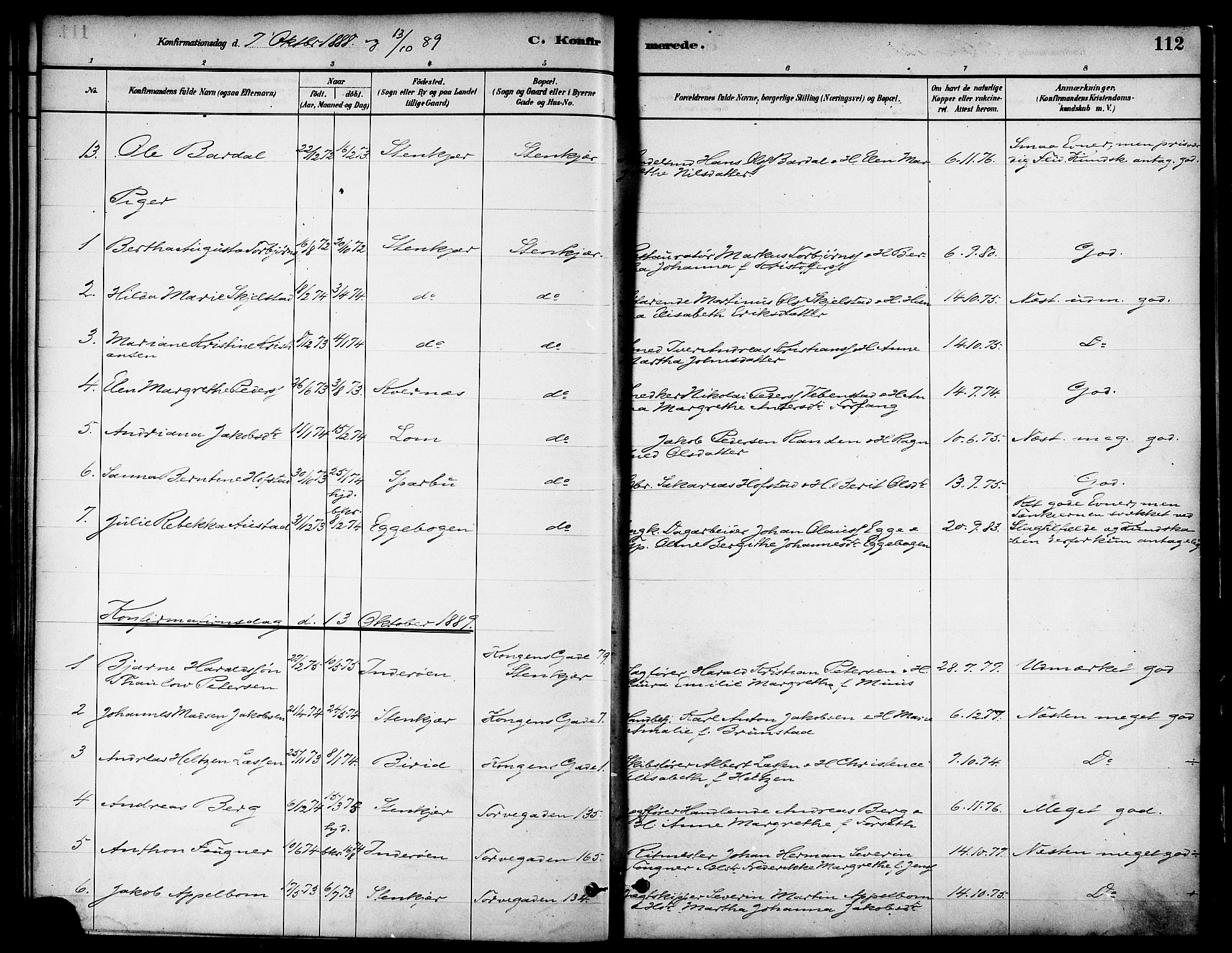 Ministerialprotokoller, klokkerbøker og fødselsregistre - Nord-Trøndelag, SAT/A-1458/739/L0371: Parish register (official) no. 739A03, 1881-1895, p. 112