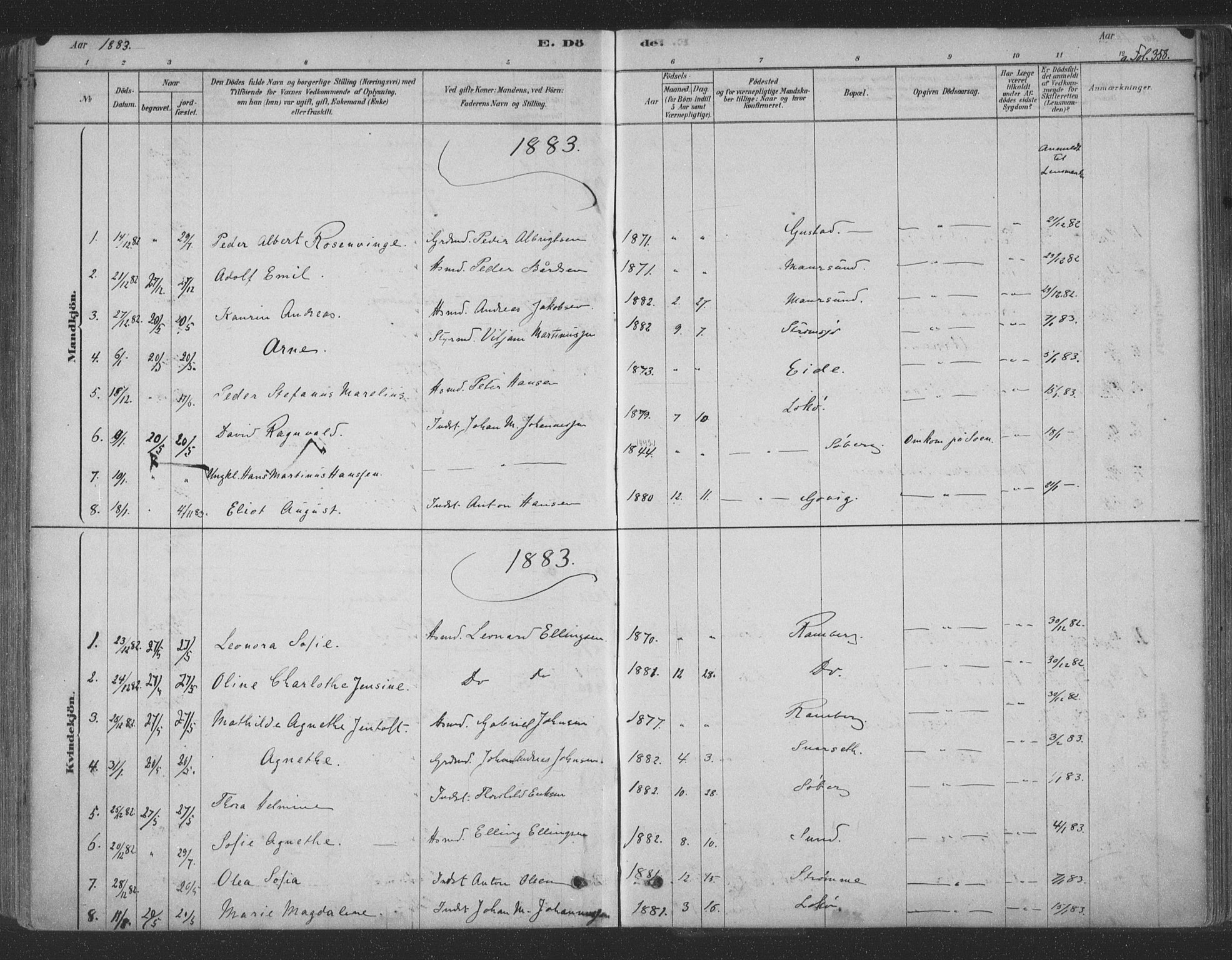 Ministerialprotokoller, klokkerbøker og fødselsregistre - Nordland, AV/SAT-A-1459/891/L1302: Parish register (official) no. 891A07, 1878-1895, p. 358