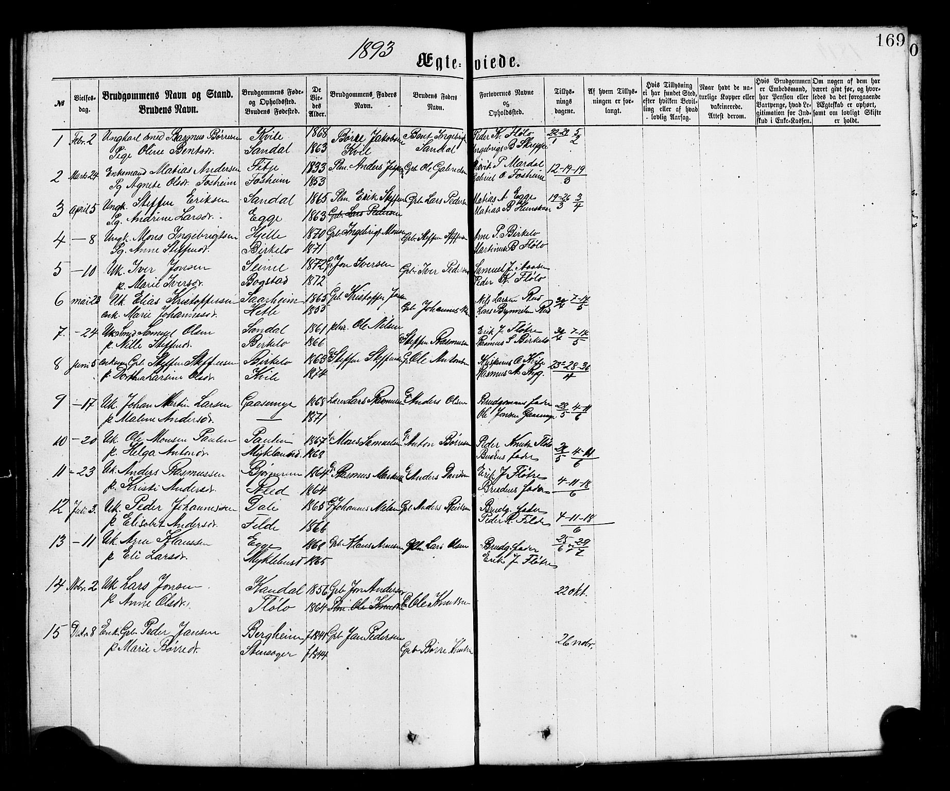 Gloppen sokneprestembete, SAB/A-80101/H/Hab/Habc/L0001: Parish register (copy) no. C 1, 1872-1896, p. 169