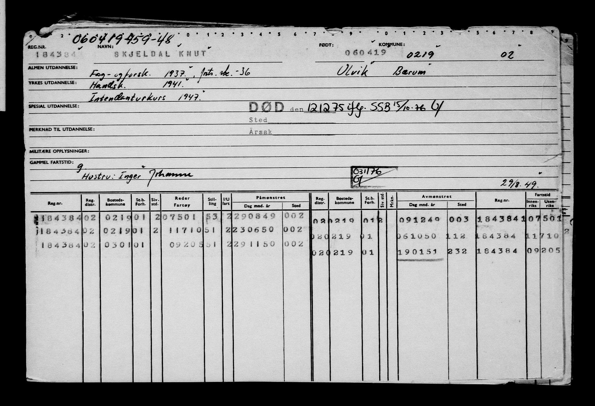 Direktoratet for sjømenn, AV/RA-S-3545/G/Gb/L0167: Hovedkort, 1919, p. 606