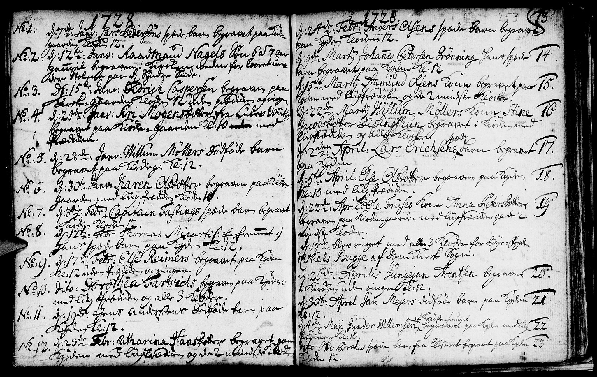 Nykirken Sokneprestembete, SAB/A-77101/H/Haa/L0009: Parish register (official) no. A 9, 1689-1759, p. 253