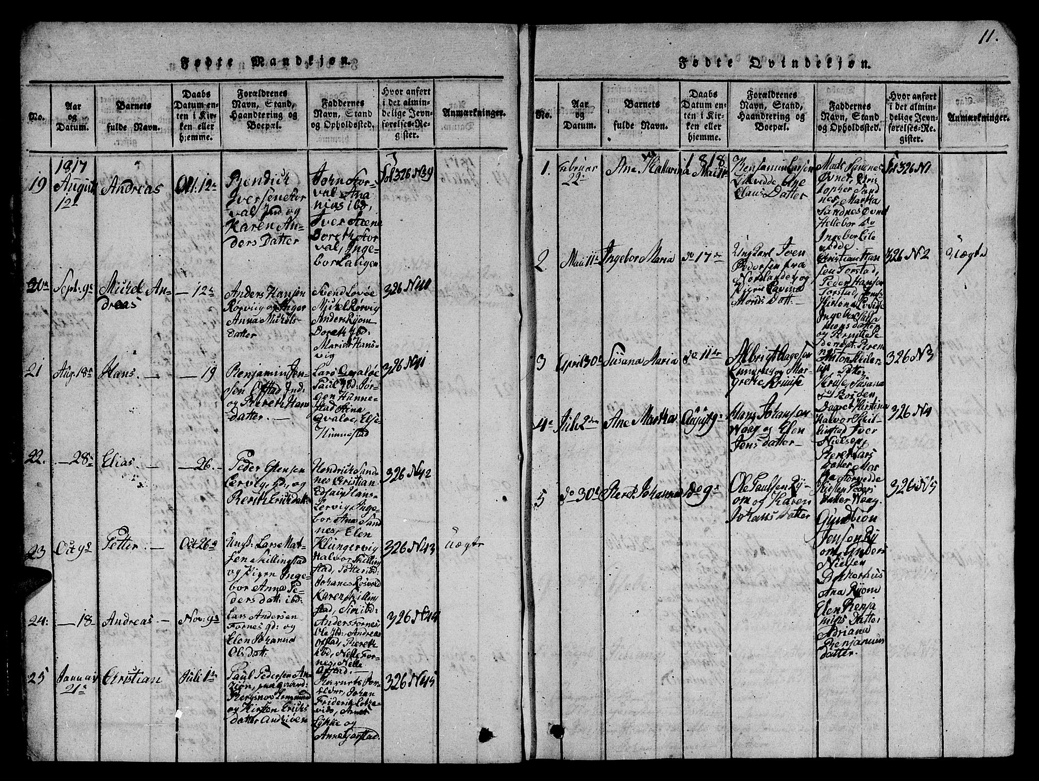 Ministerialprotokoller, klokkerbøker og fødselsregistre - Nord-Trøndelag, AV/SAT-A-1458/784/L0679: Parish register (copy) no. 784C01 /1, 1816-1822, p. 11