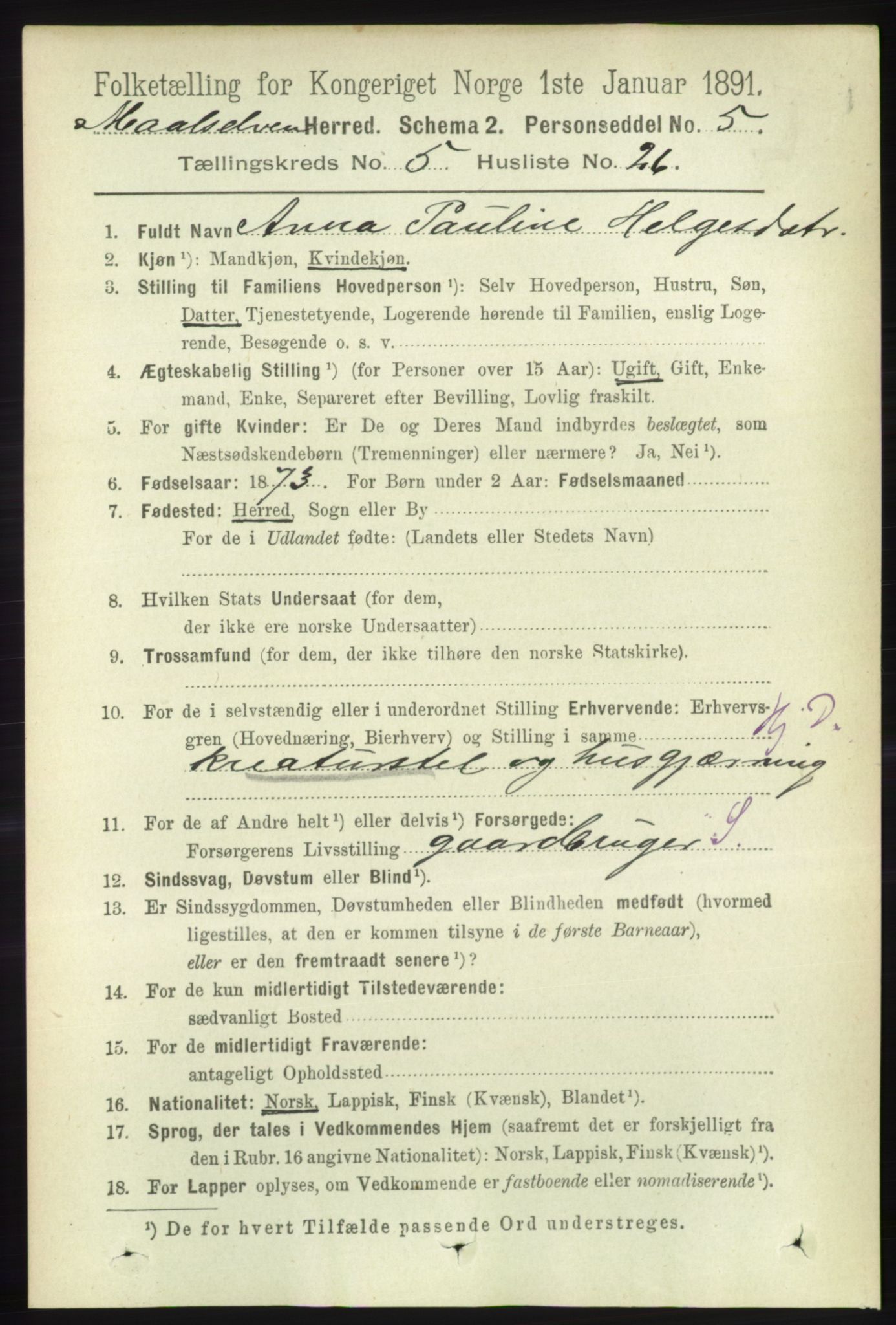 RA, 1891 census for 1924 Målselv, 1891, p. 1793