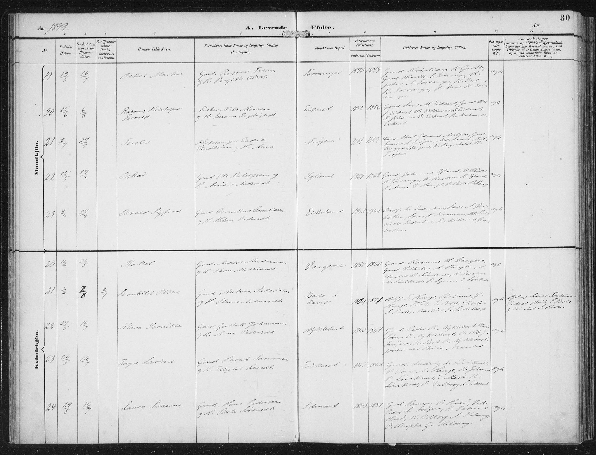 Bremanger sokneprestembete, AV/SAB-A-82201/H/Haa/Haab/L0002: Parish register (official) no. B  2, 1896-1908, p. 30