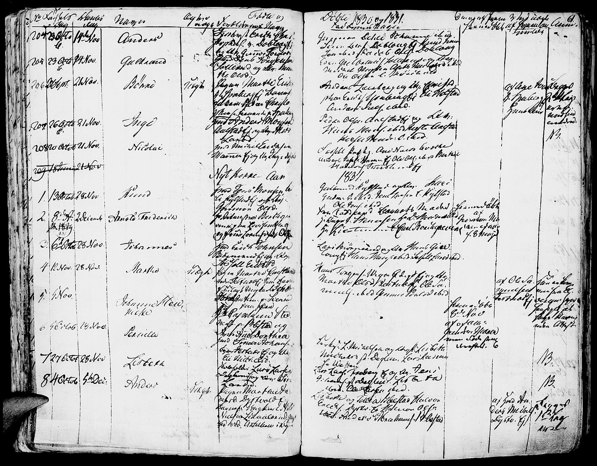 Vang prestekontor, Hedmark, SAH/PREST-008/H/Ha/Haa/L0009: Parish register (official) no. 9, 1826-1841, p. 61