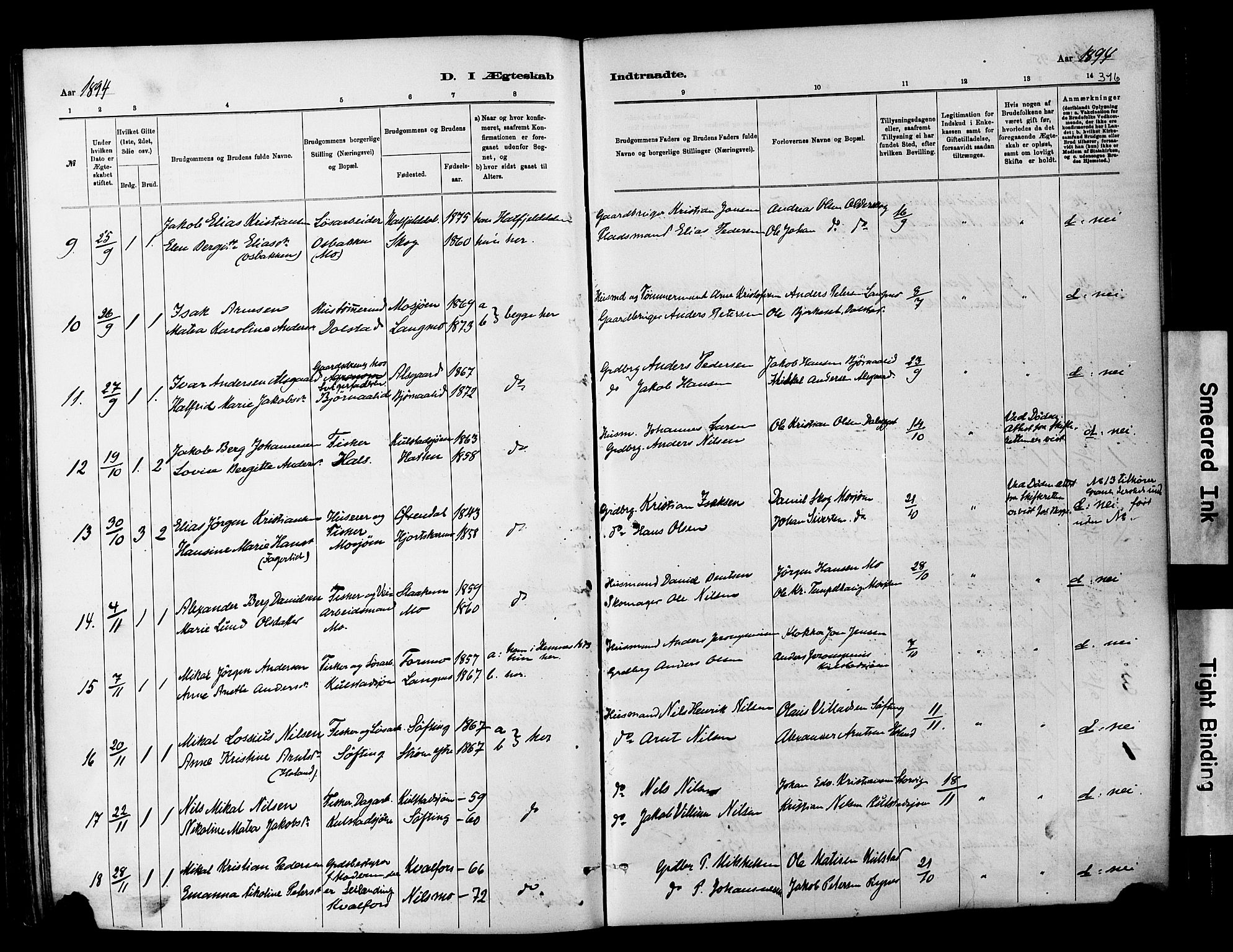 Ministerialprotokoller, klokkerbøker og fødselsregistre - Nordland, AV/SAT-A-1459/820/L0295: Parish register (official) no. 820A16, 1880-1896, p. 316