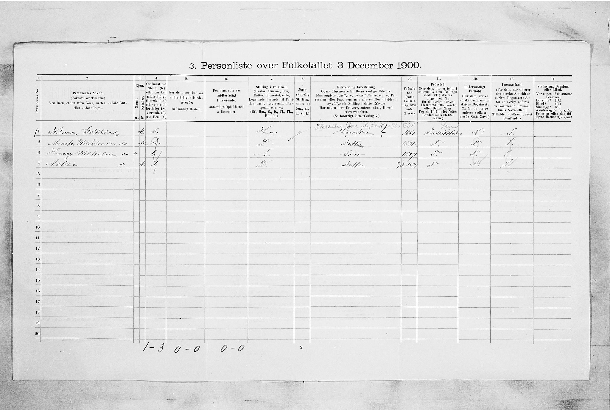 SAKO, 1900 census for Kragerø, 1900, p. 846