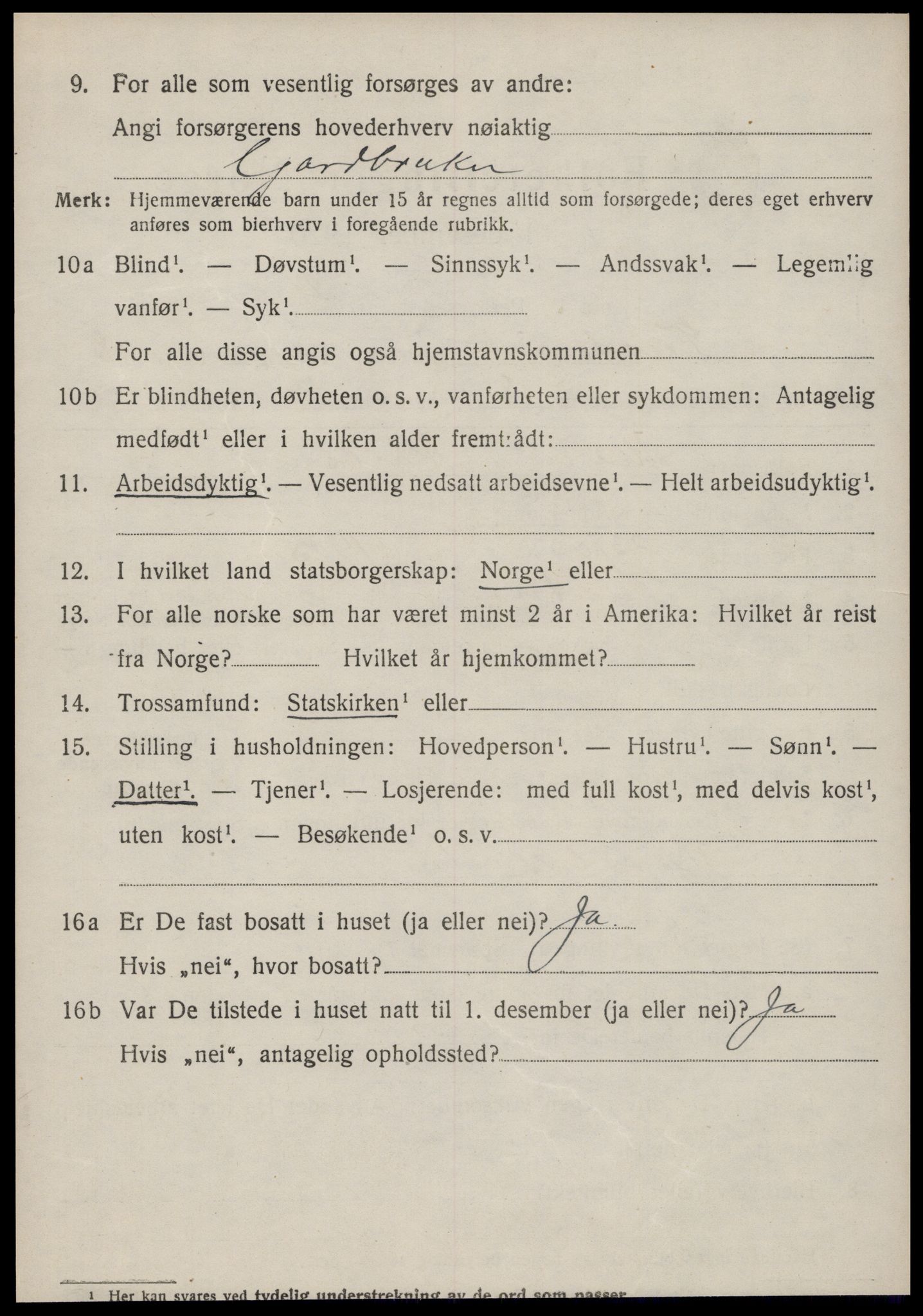 SAT, 1920 census for Tustna, 1920, p. 3696