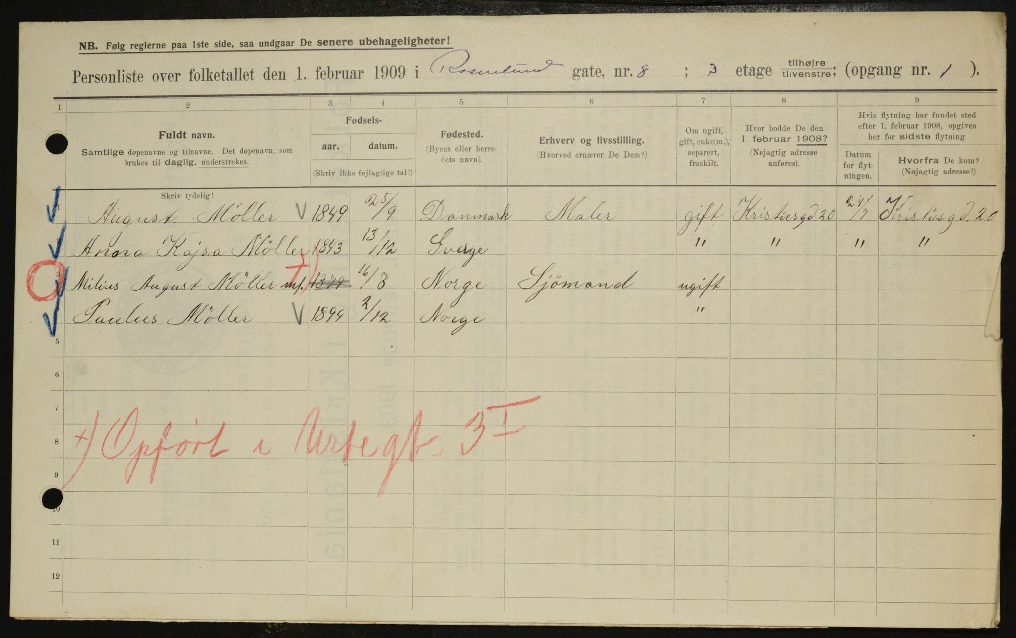 OBA, Municipal Census 1909 for Kristiania, 1909, p. 76291