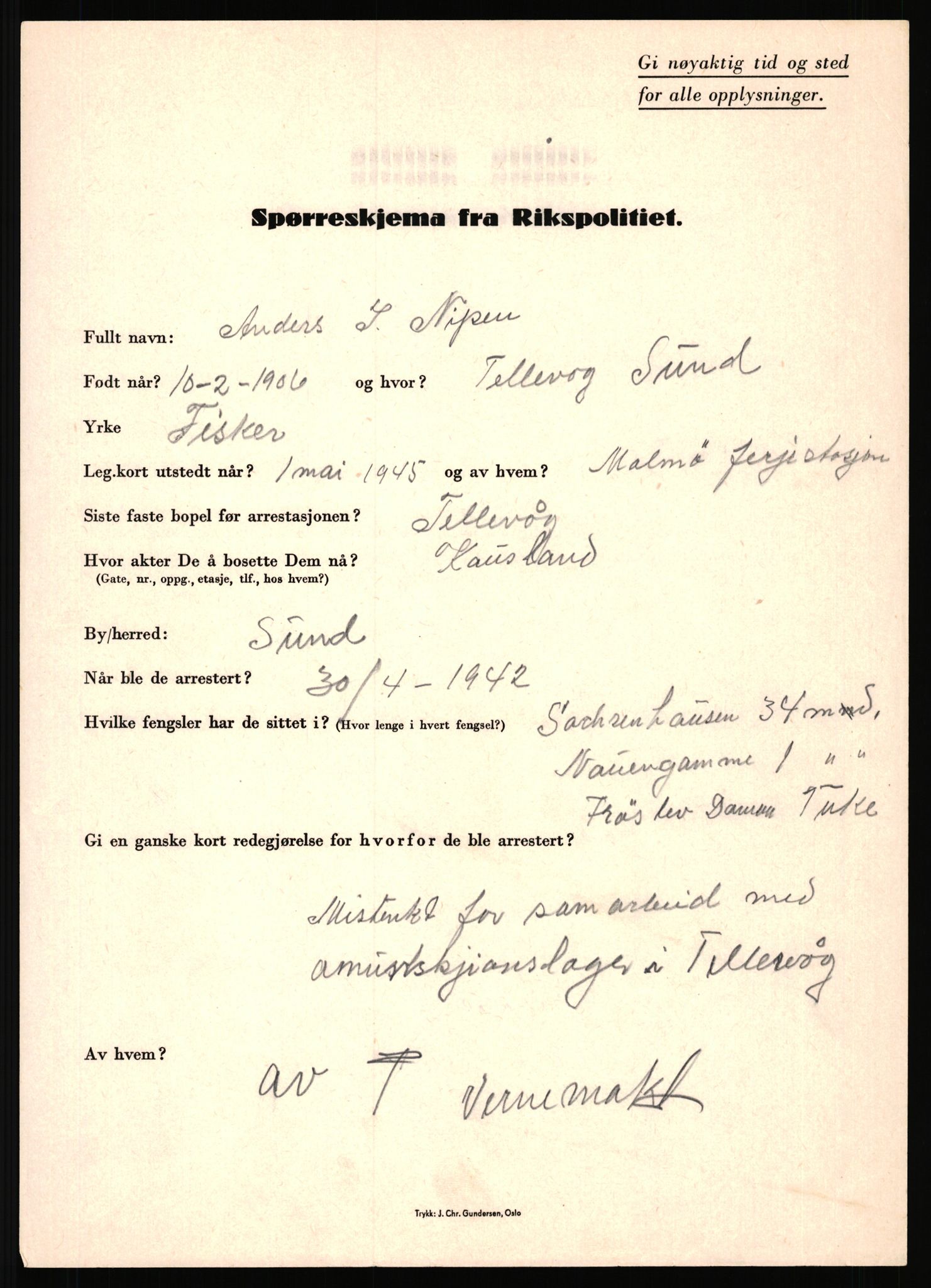 Rikspolitisjefen, AV/RA-S-1560/L/L0012: Mogensen, Øivind - Noraas, Lars, 1940-1945, p. 900