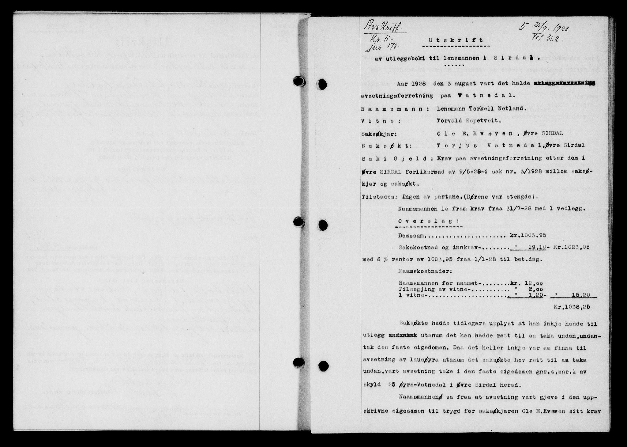 Flekkefjord sorenskriveri, SAK/1221-0001/G/Gb/Gba/L0044: Mortgage book no. 42, 1928-1929, Deed date: 25.09.1928