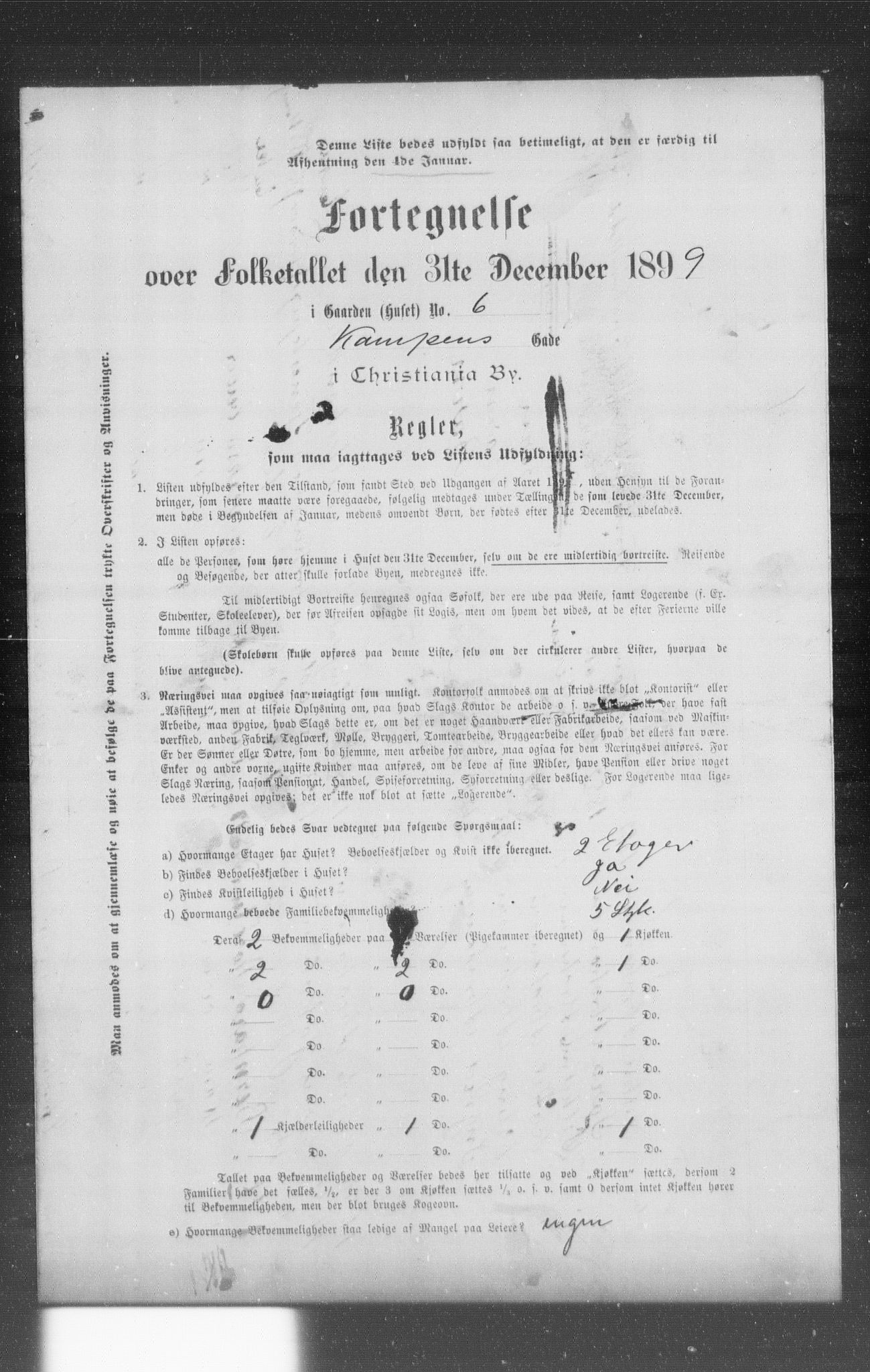 OBA, Municipal Census 1899 for Kristiania, 1899, p. 6237