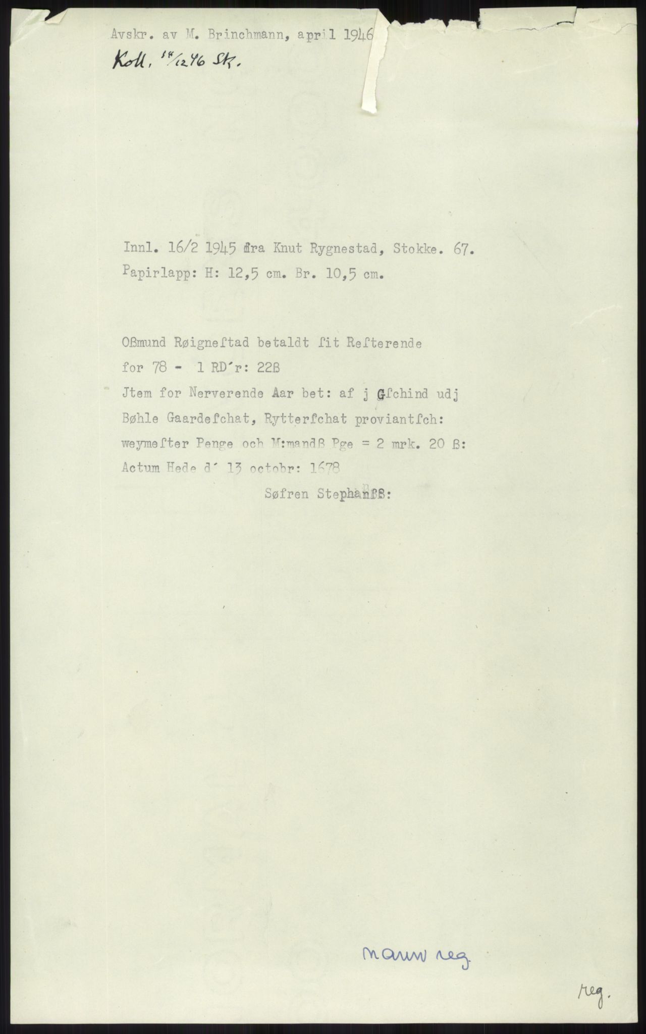 Samlinger til kildeutgivelse, Diplomavskriftsamlingen, RA/EA-4053/H/Ha, p. 1623