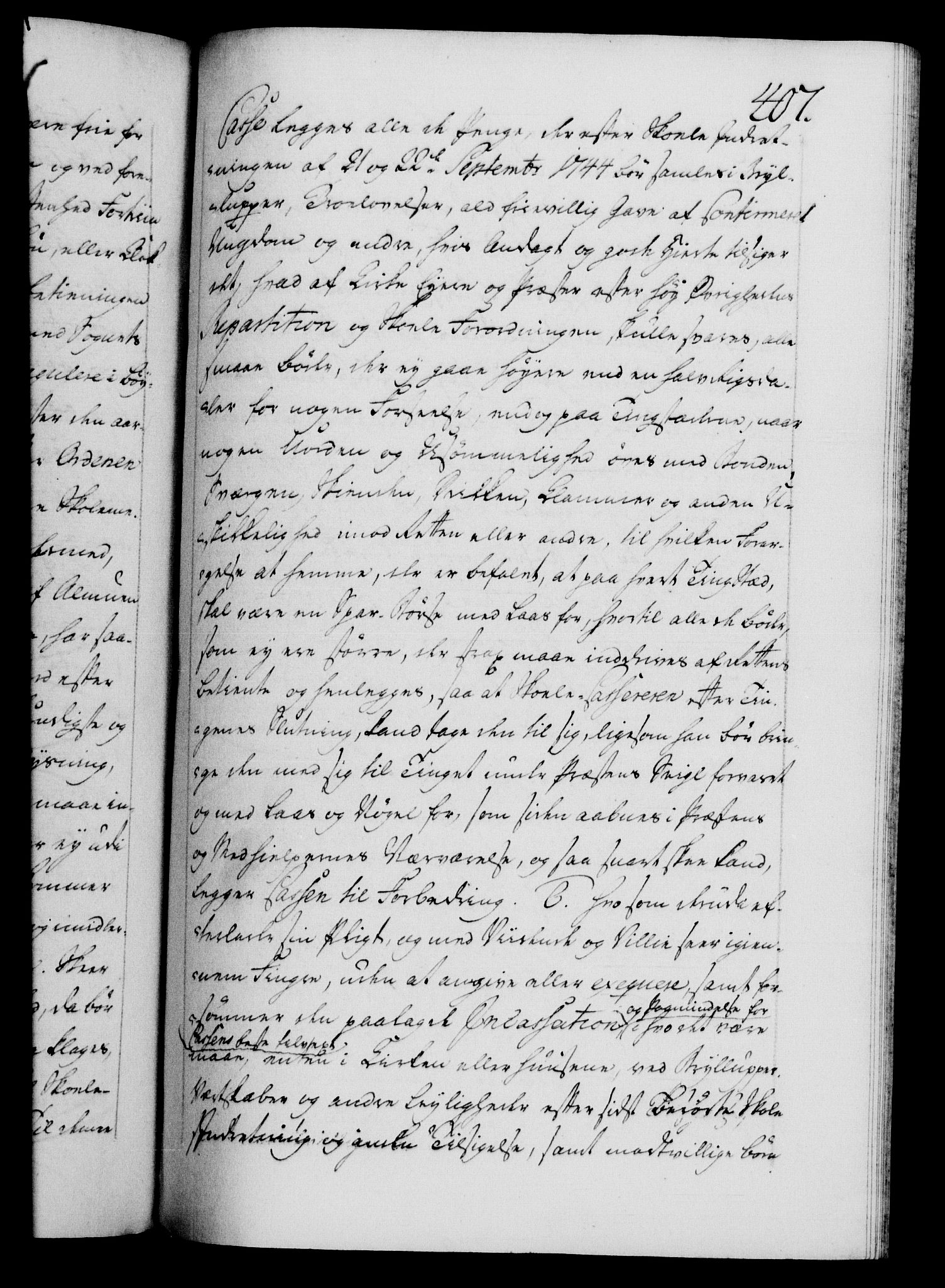 Danske Kanselli 1572-1799, AV/RA-EA-3023/F/Fc/Fca/Fcaa/L0042: Norske registre, 1763-1766, p. 407a