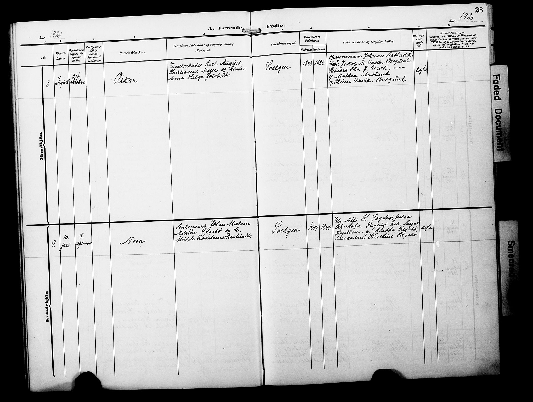 Davik sokneprestembete, SAB/A-79701/H/Hab/Habb/L0001: Parish register (copy) no. B 1, 1903-1928, p. 28