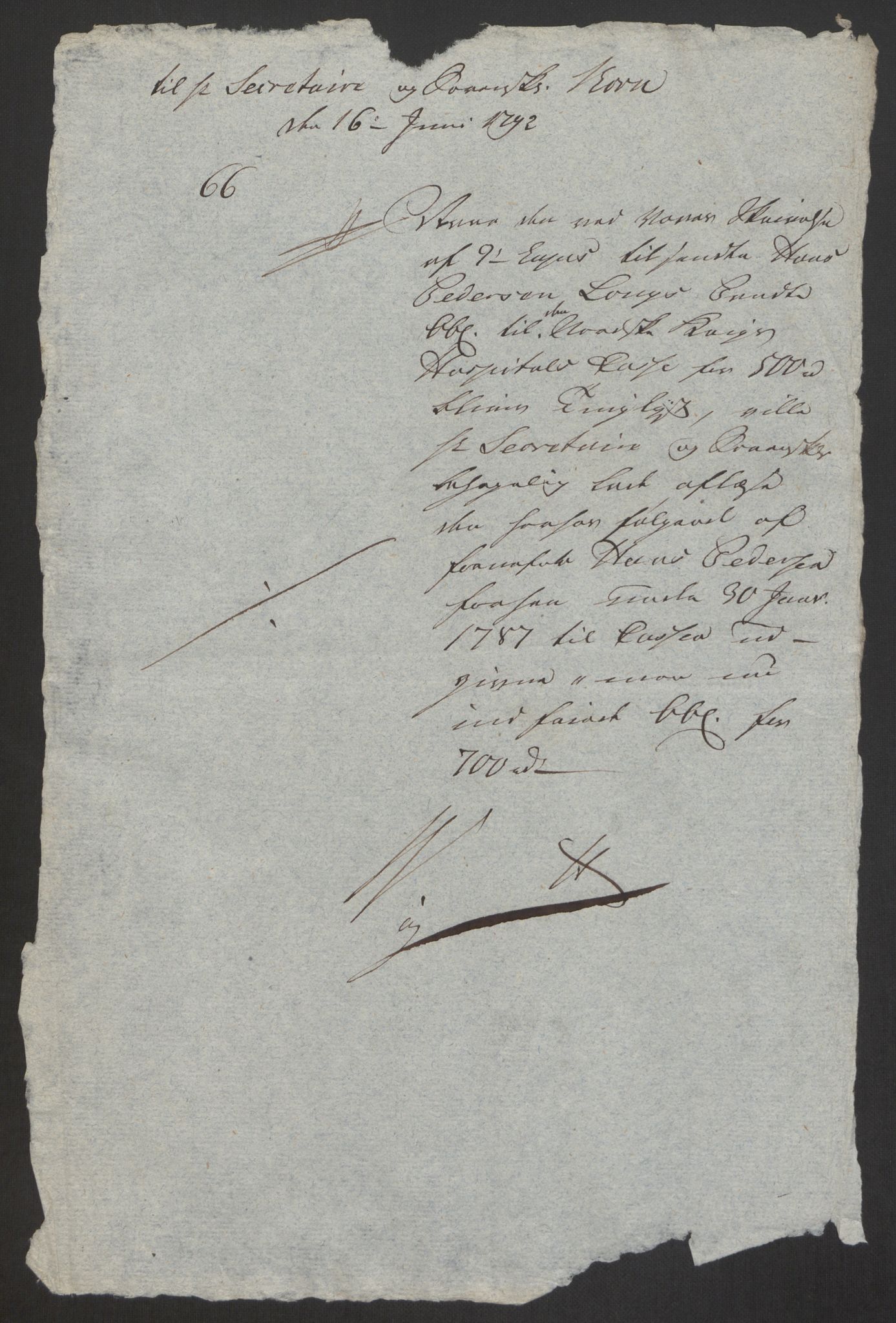 Forsvaret, Den norske kvesthuskasse/krigshospitalkasse, AV/RA-RAFA-1887/F/Fa/L0008: Konsepter, 1790-1793, p. 852