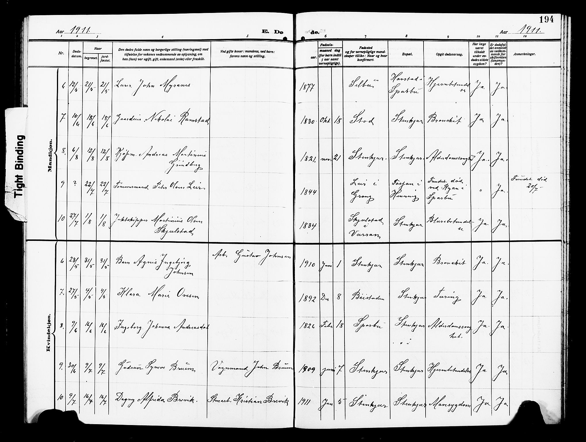 Ministerialprotokoller, klokkerbøker og fødselsregistre - Nord-Trøndelag, AV/SAT-A-1458/739/L0376: Parish register (copy) no. 739C04, 1908-1917, p. 194