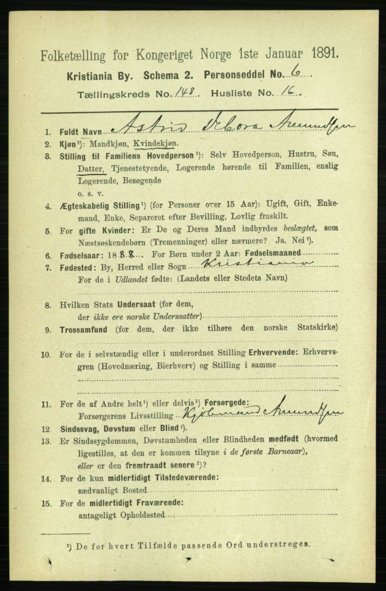 RA, 1891 census for 0301 Kristiania, 1891, p. 82474