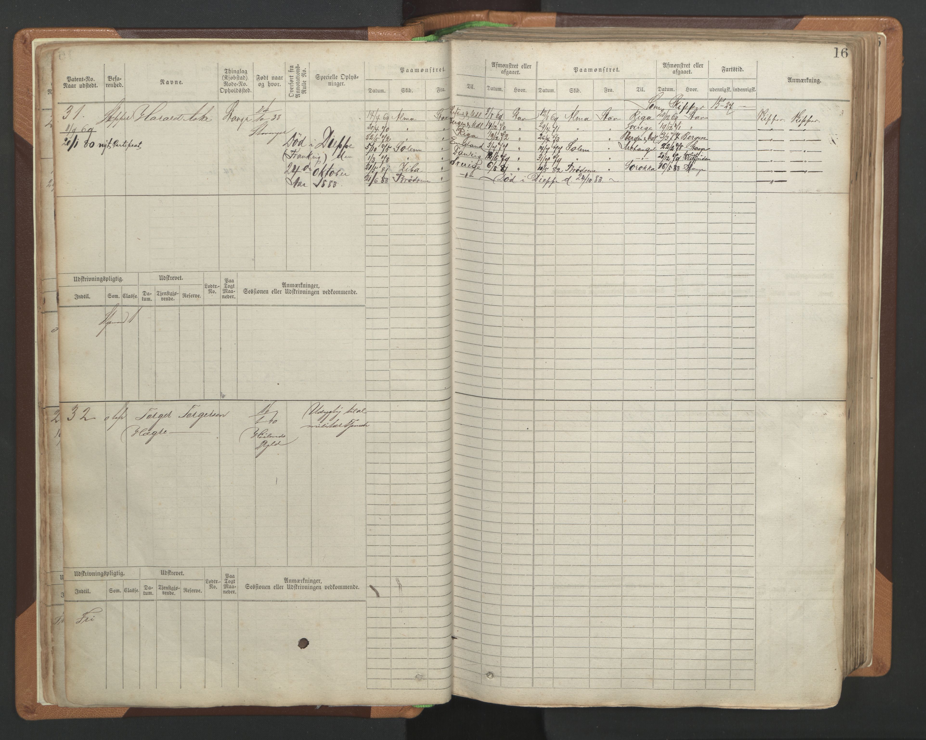 Stavanger sjømannskontor, AV/SAST-A-102006/F/Fb/Fbb/L0004: Sjøfartshovedrulle, patentnr. 1-792 (del 1), 1869-1880, p. 20