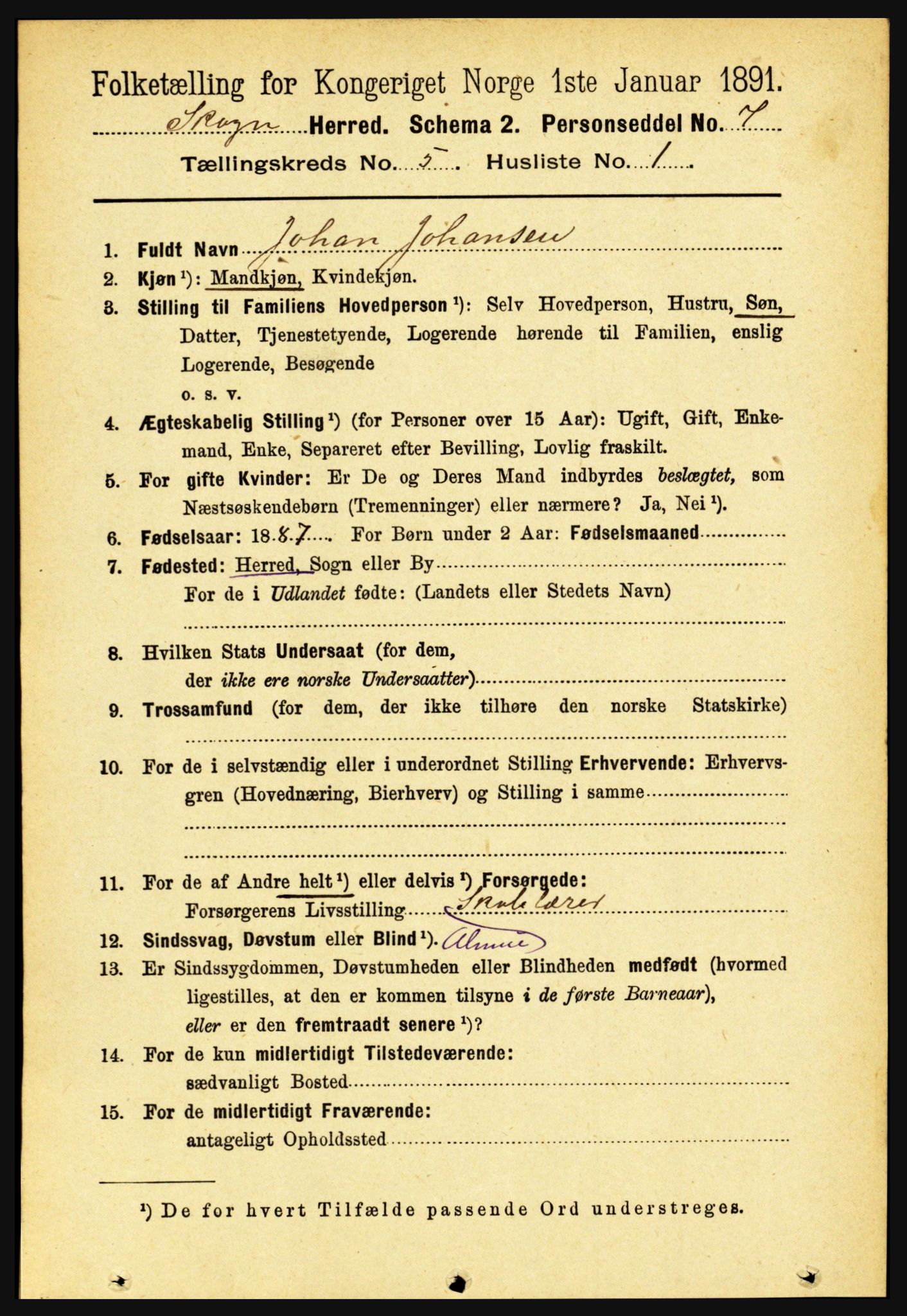 RA, 1891 census for 1719 Skogn, 1891, p. 2931