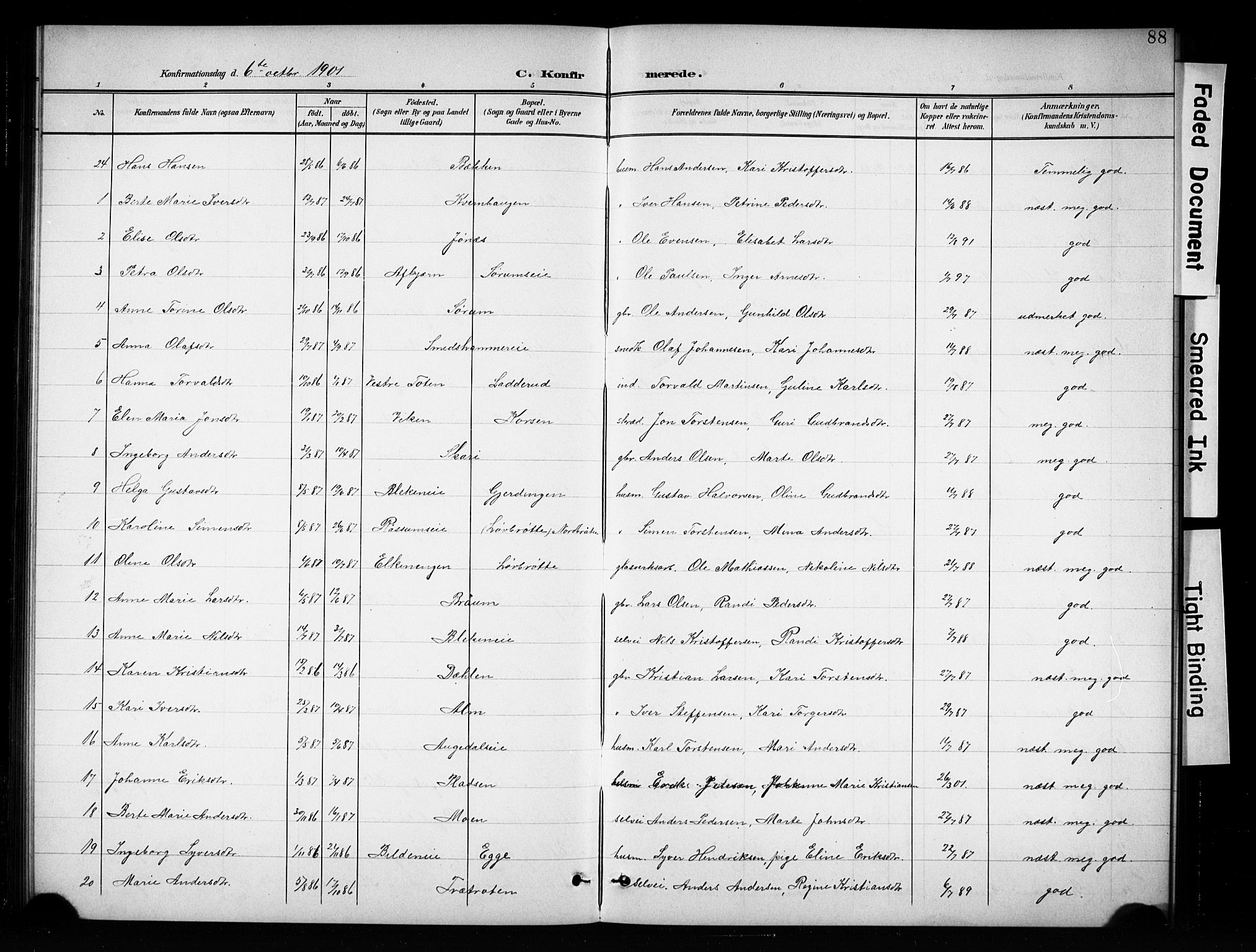 Brandbu prestekontor, SAH/PREST-114/H/Ha/Hab/L0005: Parish register (copy) no. 5, 1900-1913, p. 88