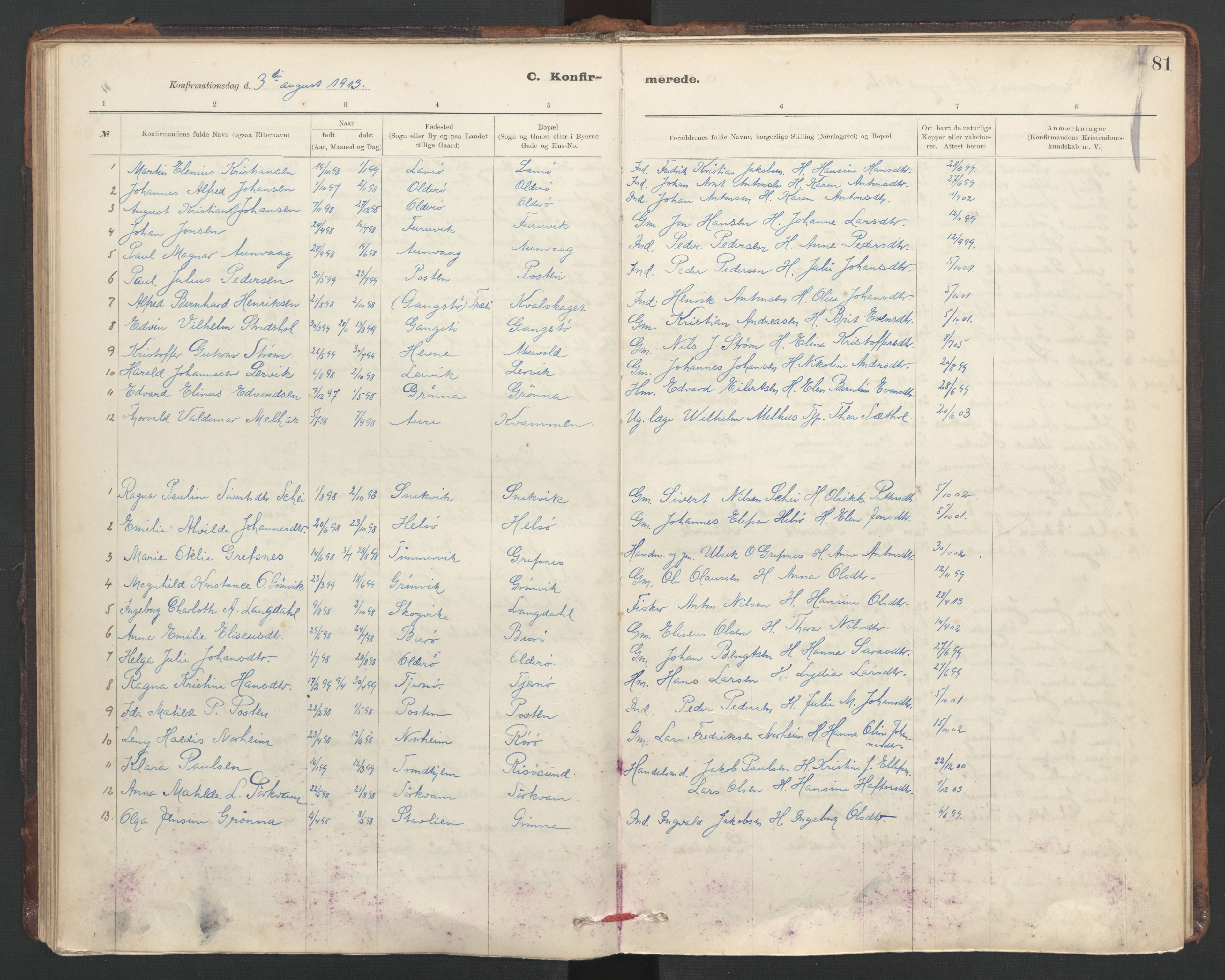 Ministerialprotokoller, klokkerbøker og fødselsregistre - Sør-Trøndelag, SAT/A-1456/635/L0552: Parish register (official) no. 635A02, 1899-1919, p. 81