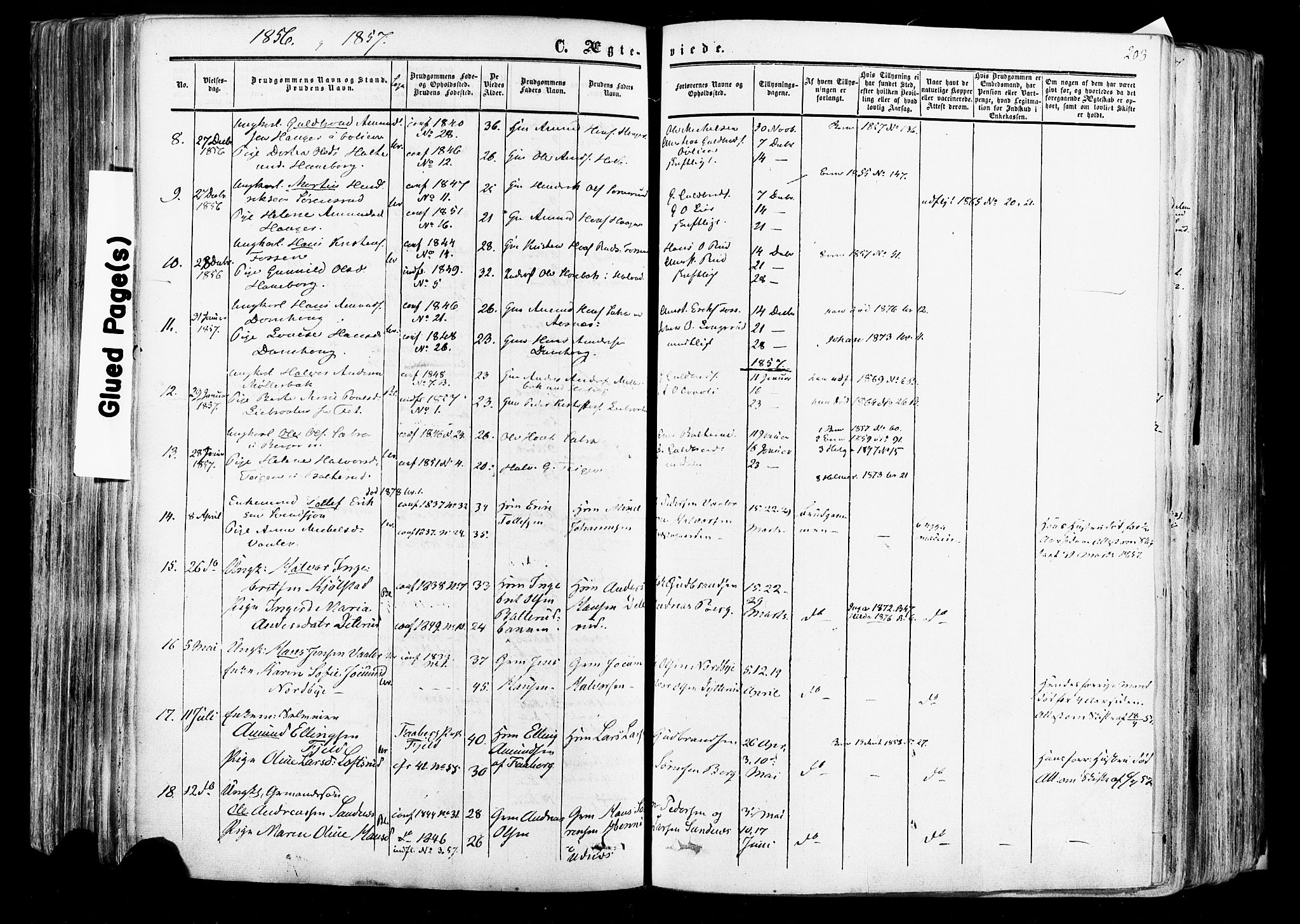 Aurskog prestekontor Kirkebøker, SAO/A-10304a/F/Fa/L0007: Parish register (official) no. I 7, 1854-1877, p. 203