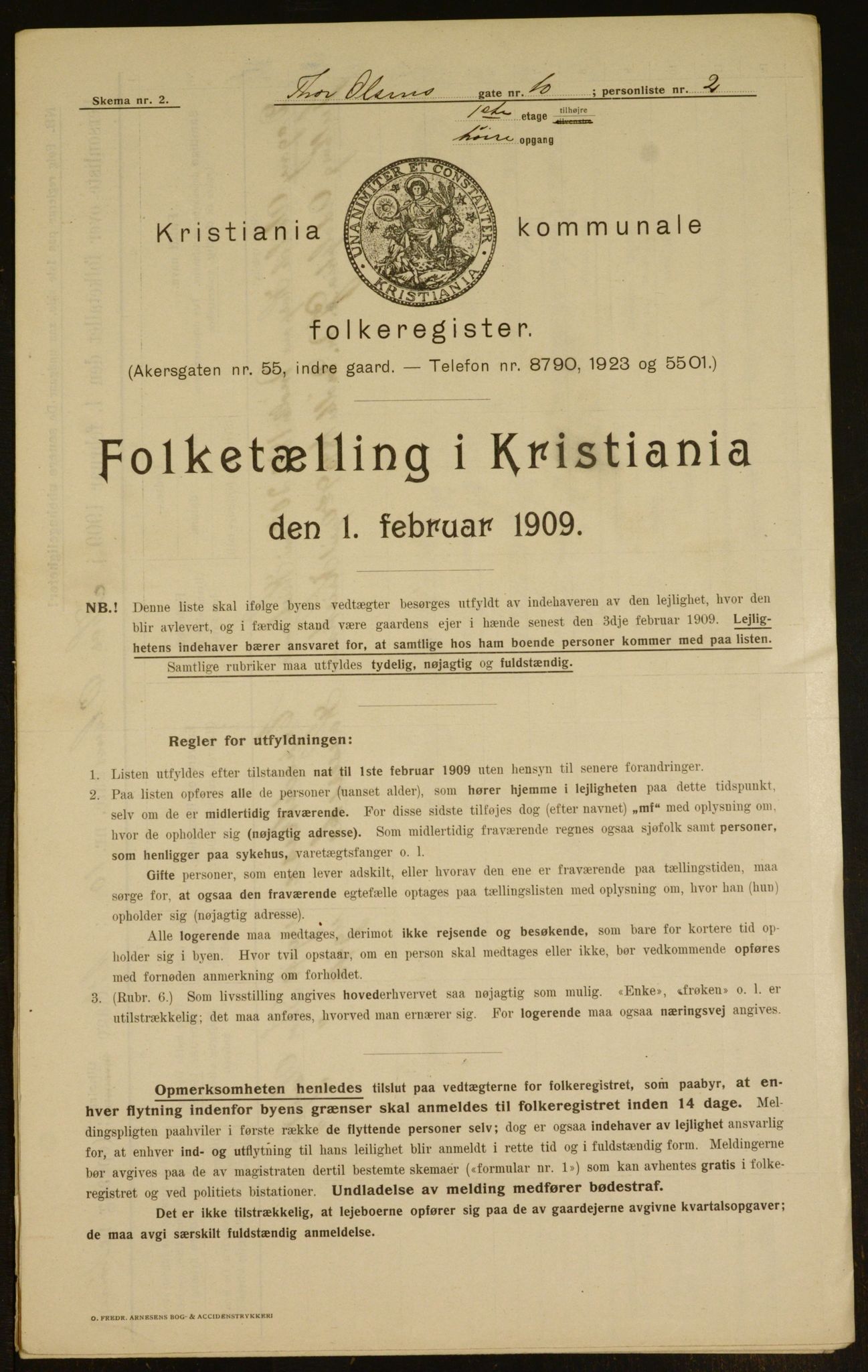 OBA, Municipal Census 1909 for Kristiania, 1909, p. 99218