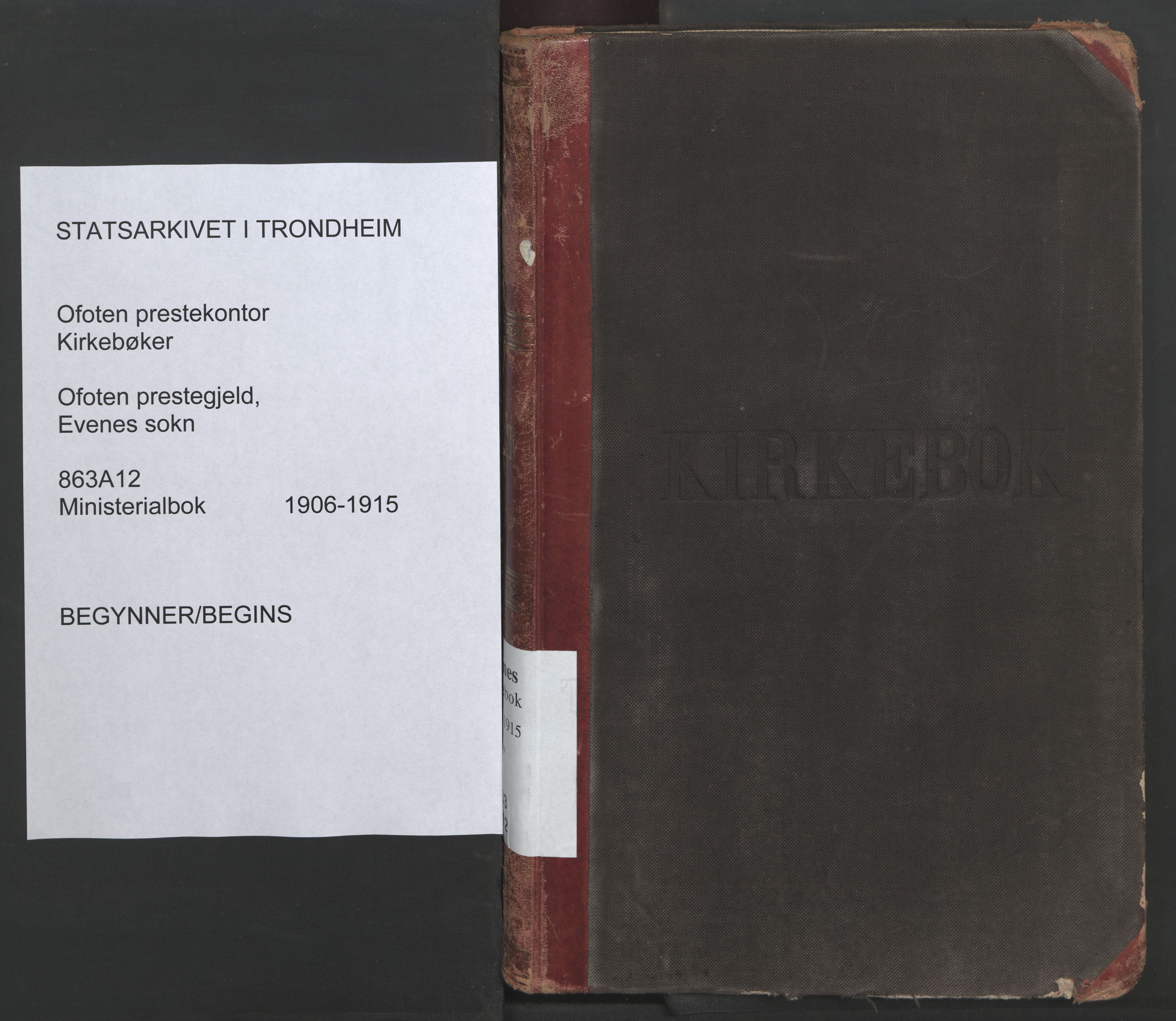 Ministerialprotokoller, klokkerbøker og fødselsregistre - Nordland, SAT/A-1459/863/L0900: Parish register (official) no. 863A12, 1906-1915