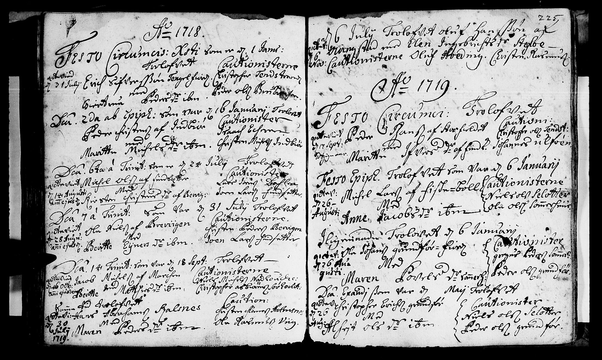 Ministerialprotokoller, klokkerbøker og fødselsregistre - Nordland, SAT/A-1459/888/L1231: Parish register (official) no. 888A01 /1, 1693-1738, p. 225