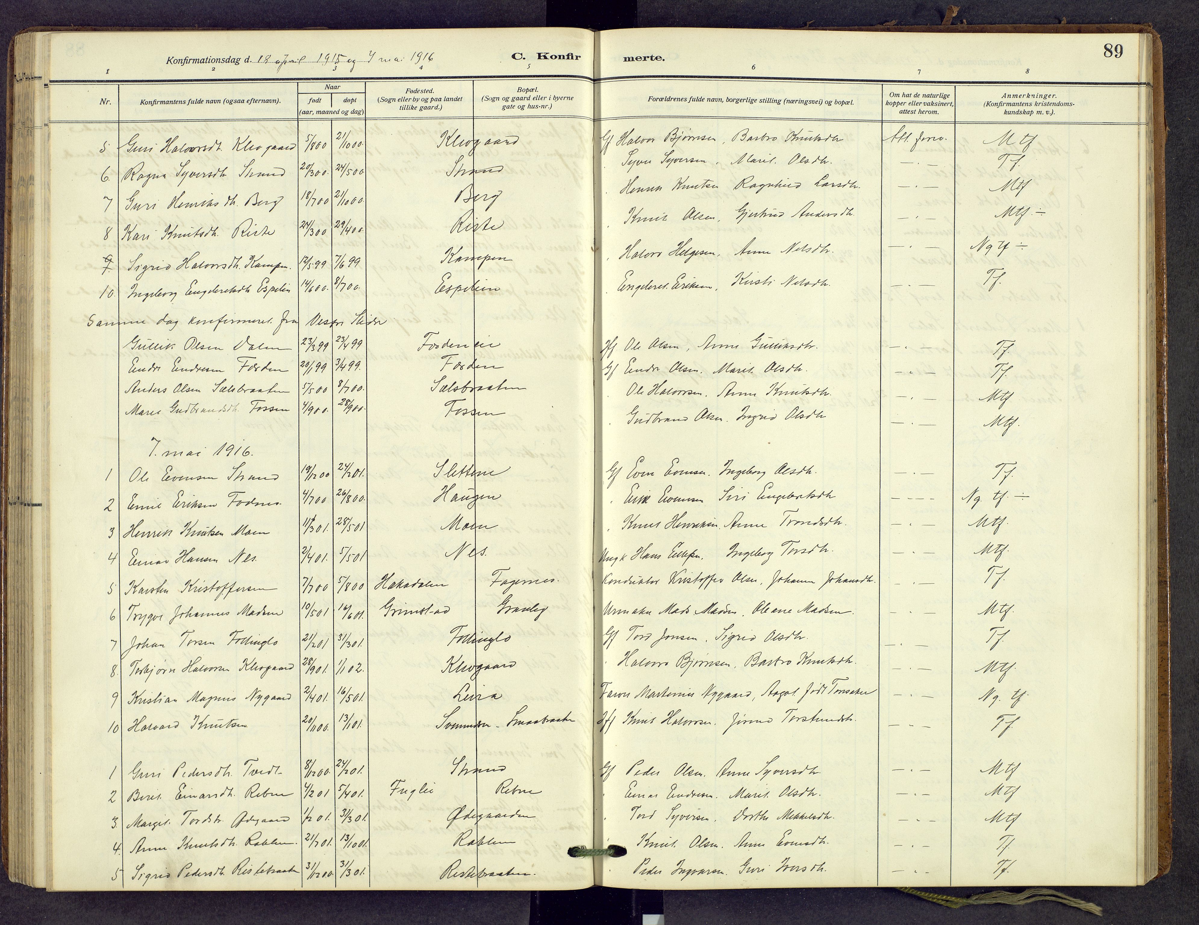 Nord-Aurdal prestekontor, AV/SAH-PREST-132/H/Ha/Hab/L0013: Parish register (copy) no. 13, 1911-1948, p. 89