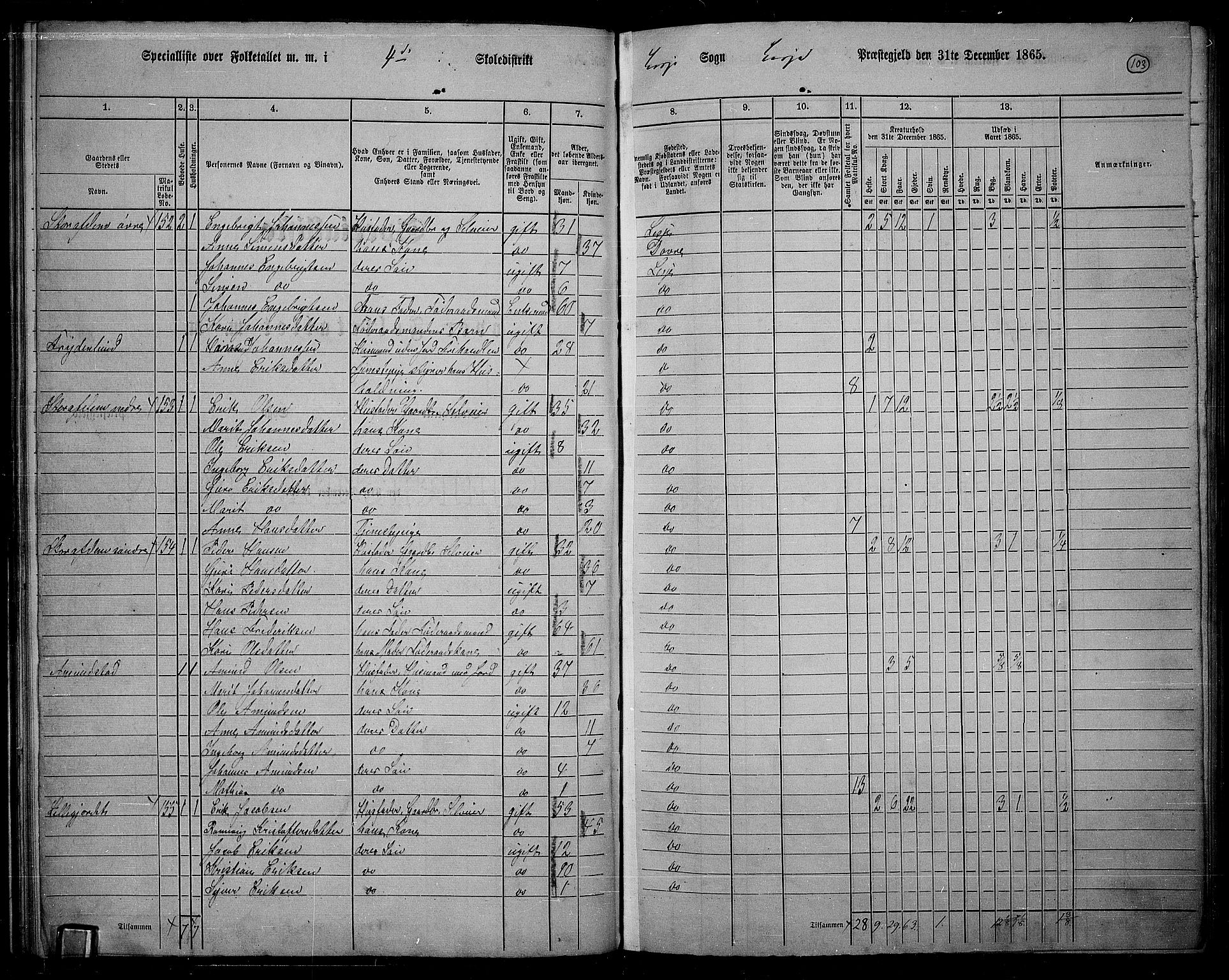 RA, 1865 census for Lesja, 1865, p. 89