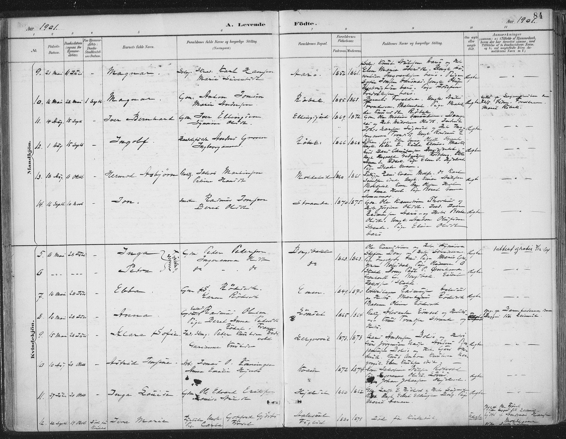 Ministerialprotokoller, klokkerbøker og fødselsregistre - Møre og Romsdal, SAT/A-1454/555/L0658: Parish register (official) no. 555A09, 1887-1917, p. 84