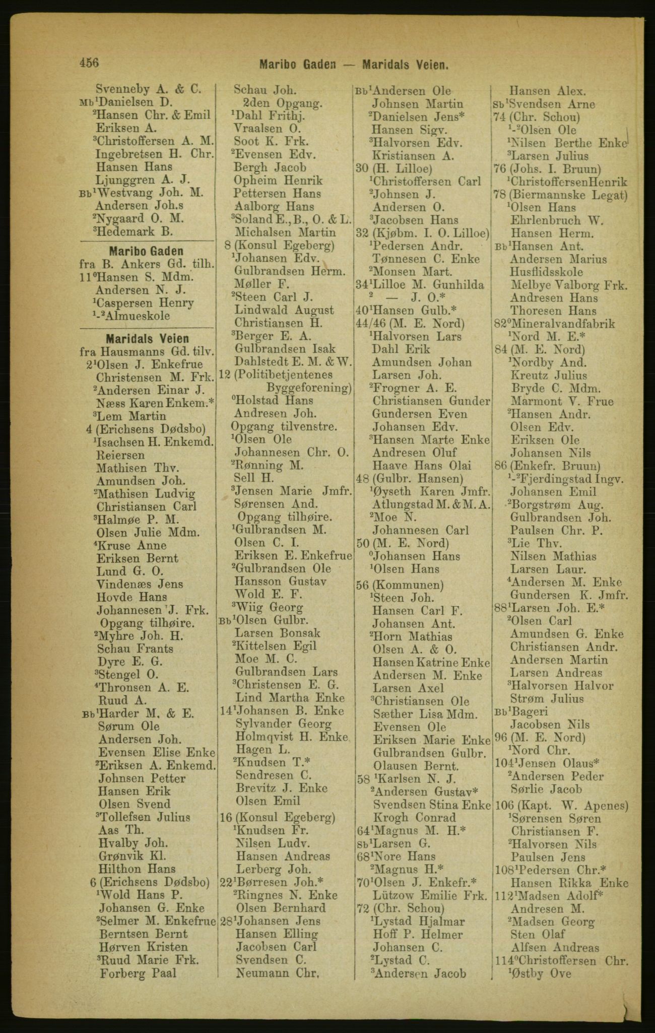 Kristiania/Oslo adressebok, PUBL/-, 1888, p. 456