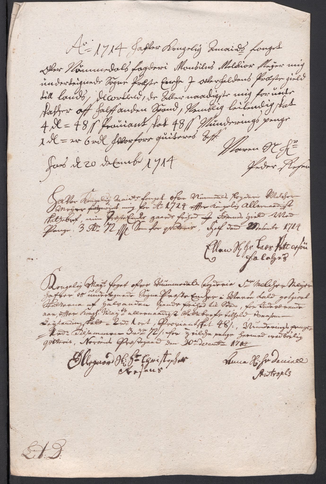 Rentekammeret inntil 1814, Reviderte regnskaper, Fogderegnskap, AV/RA-EA-4092/R64/L4435: Fogderegnskap Namdal, 1714, p. 179