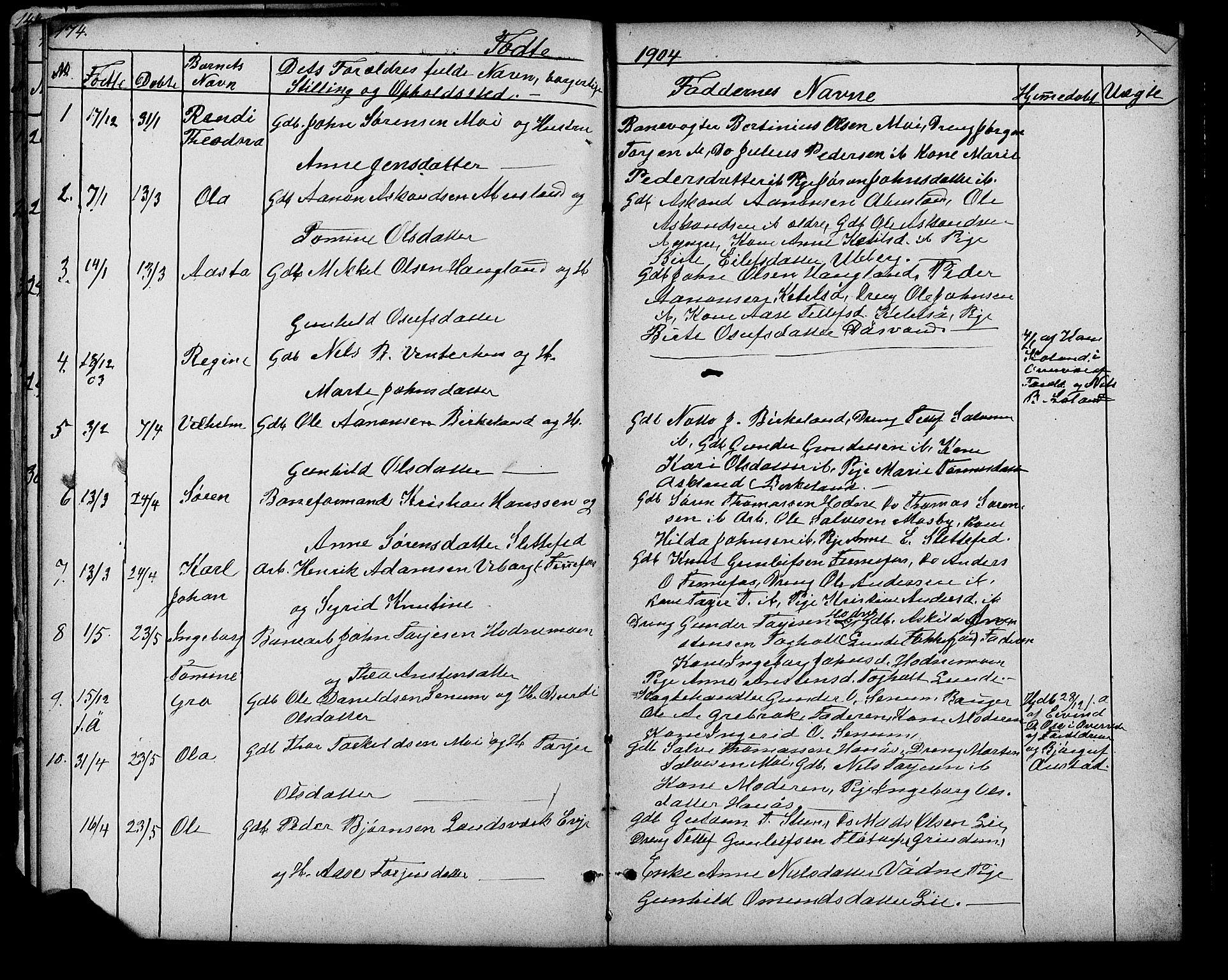 Evje sokneprestkontor, SAK/1111-0008/F/Fb/Fbb/L0002: Parish register (copy) no. B 2, 1879-1909, p. 174-175